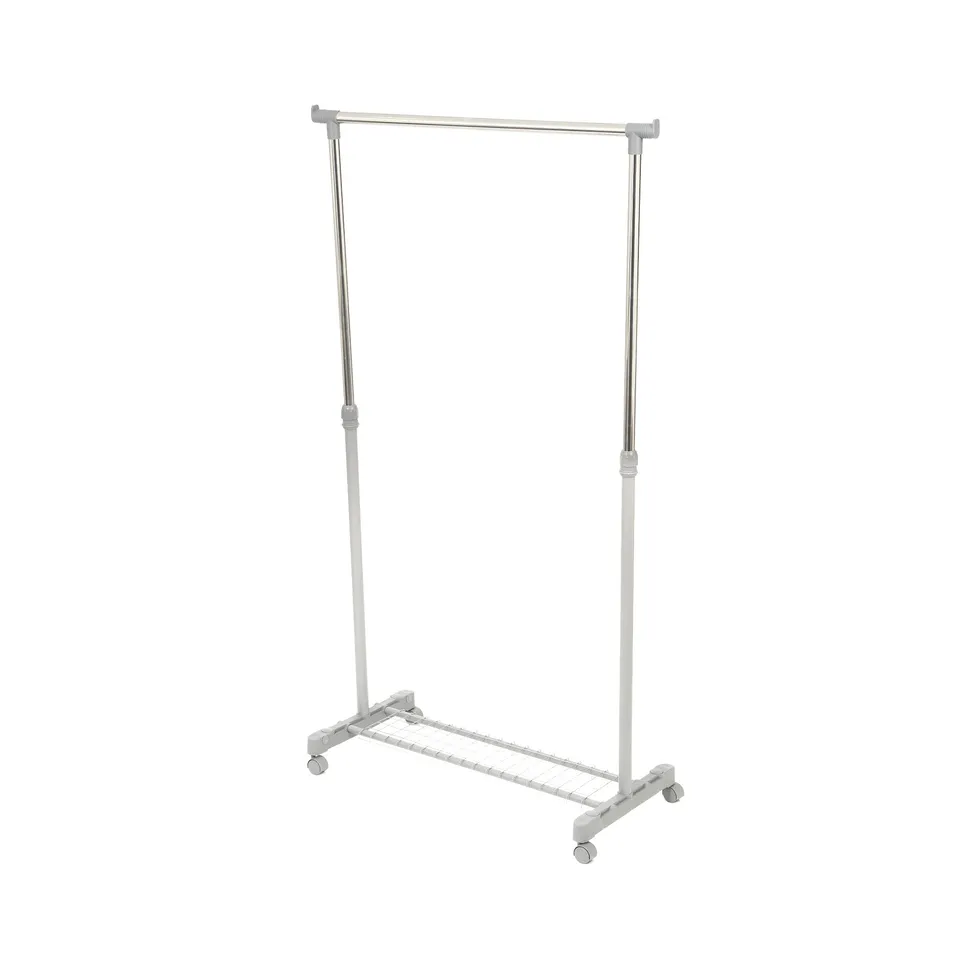 compactor-loft-portant-v-tements-sur-roulettes-gris-et-chrome-hauteur-r-glable image 1