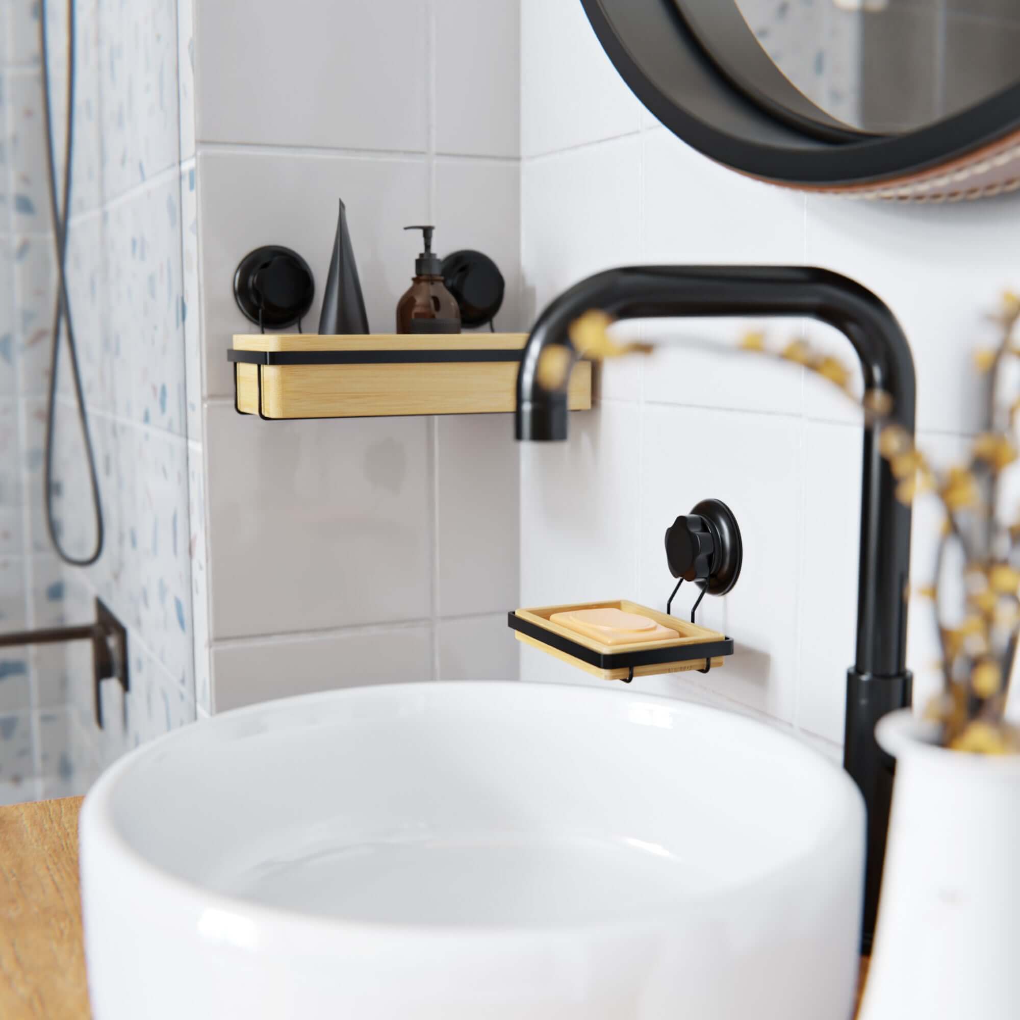 compactor-porte-savon-mural-bambou-bestlock-spa-noir-ventouse image 8