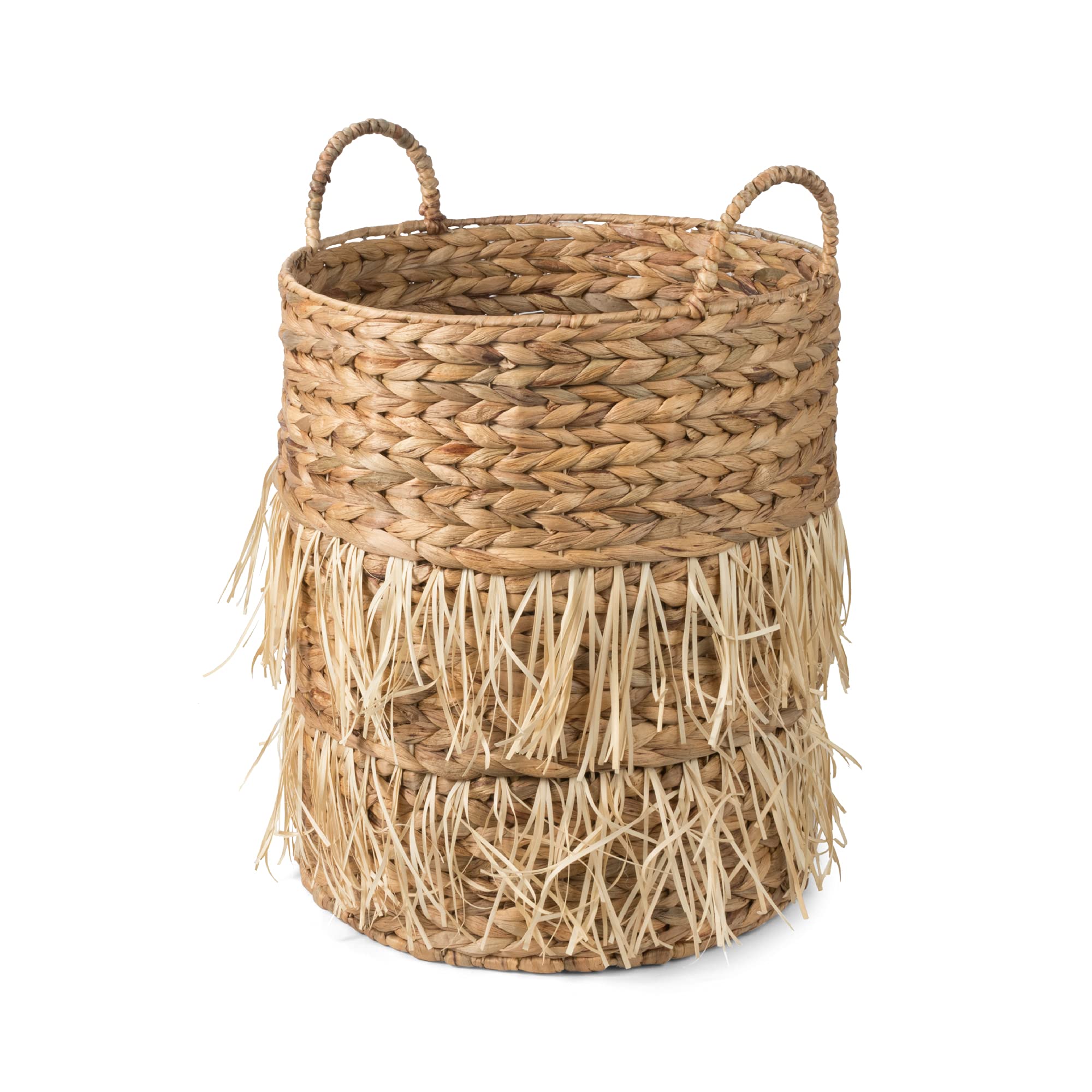 compactor-panier-de-rangement-jacinthe-d-eau-et-jute-30-x-30-x-15-cm-brun-clair image 1