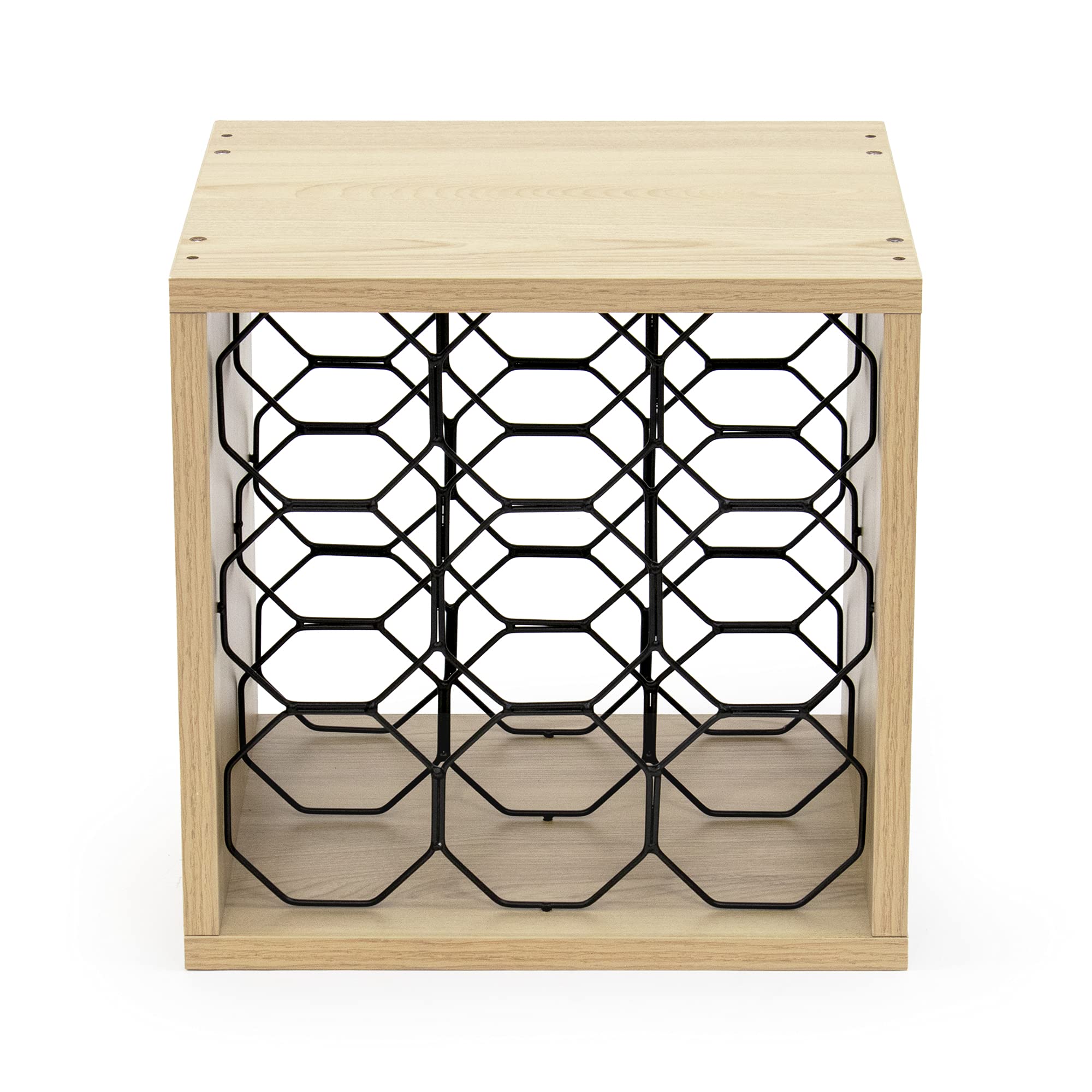 compactor-medoc-cube-vin-9-bouteilles-bois-et-acier-brun-noir image 2
