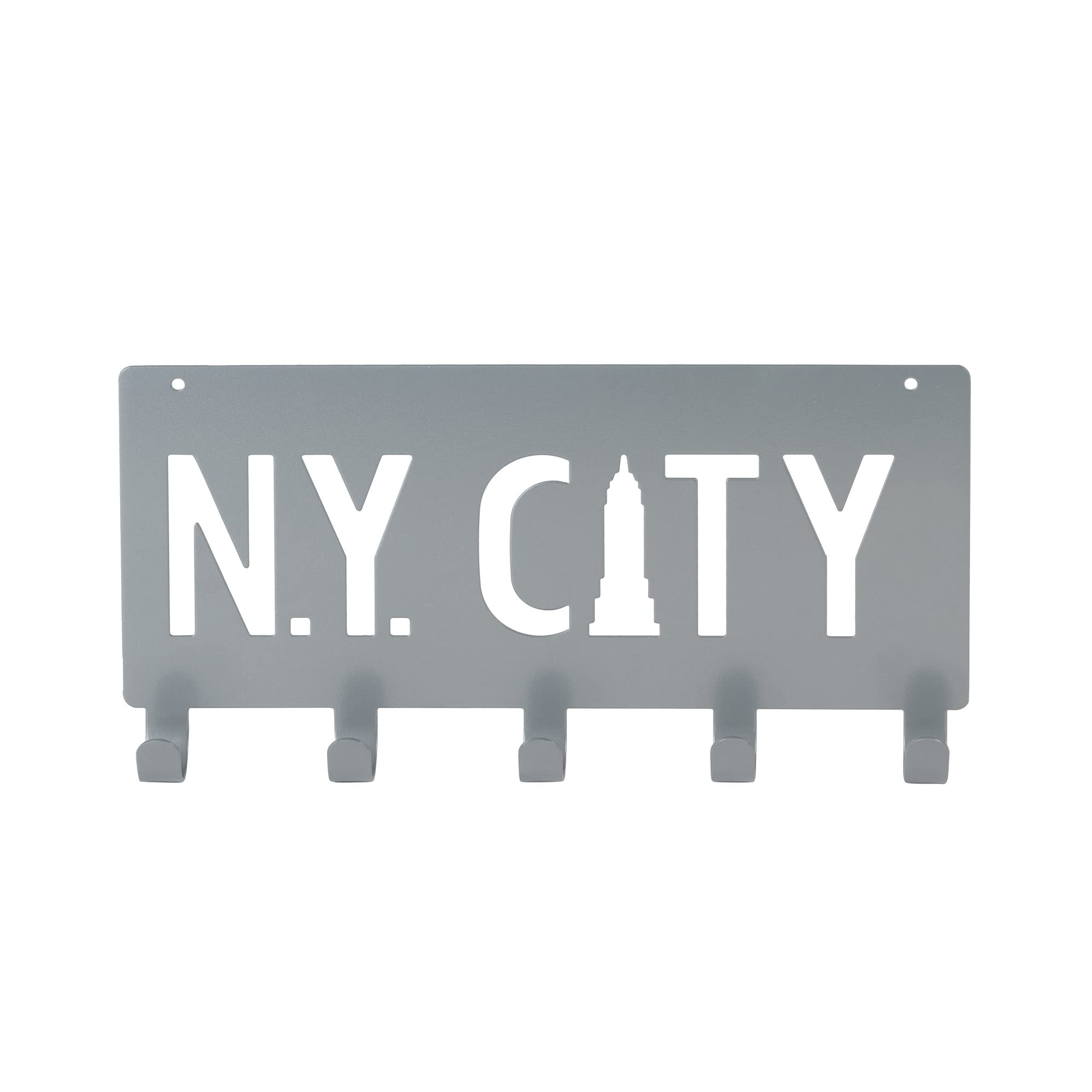 compactor-ny-city-pat-re-murale-5-crochets-gris-m-tal-30-x-21-cm image 1