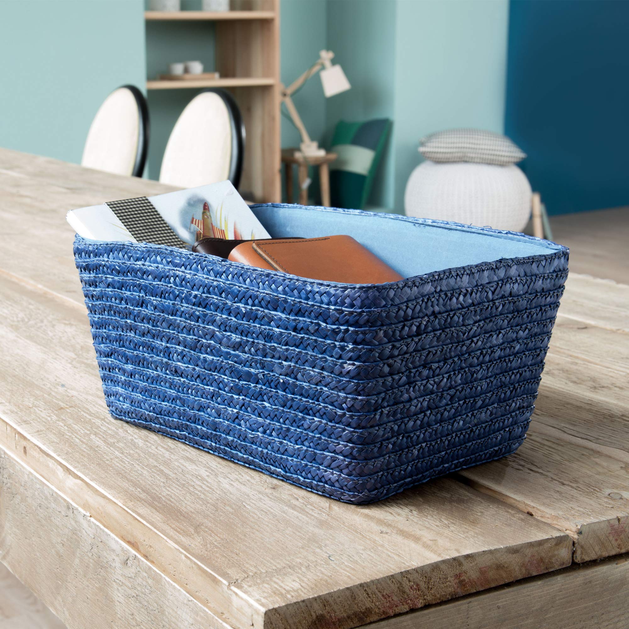 compactor-home-panier-rectangulaire-paille-tress-e-bleu-32x22x14-cm image 3