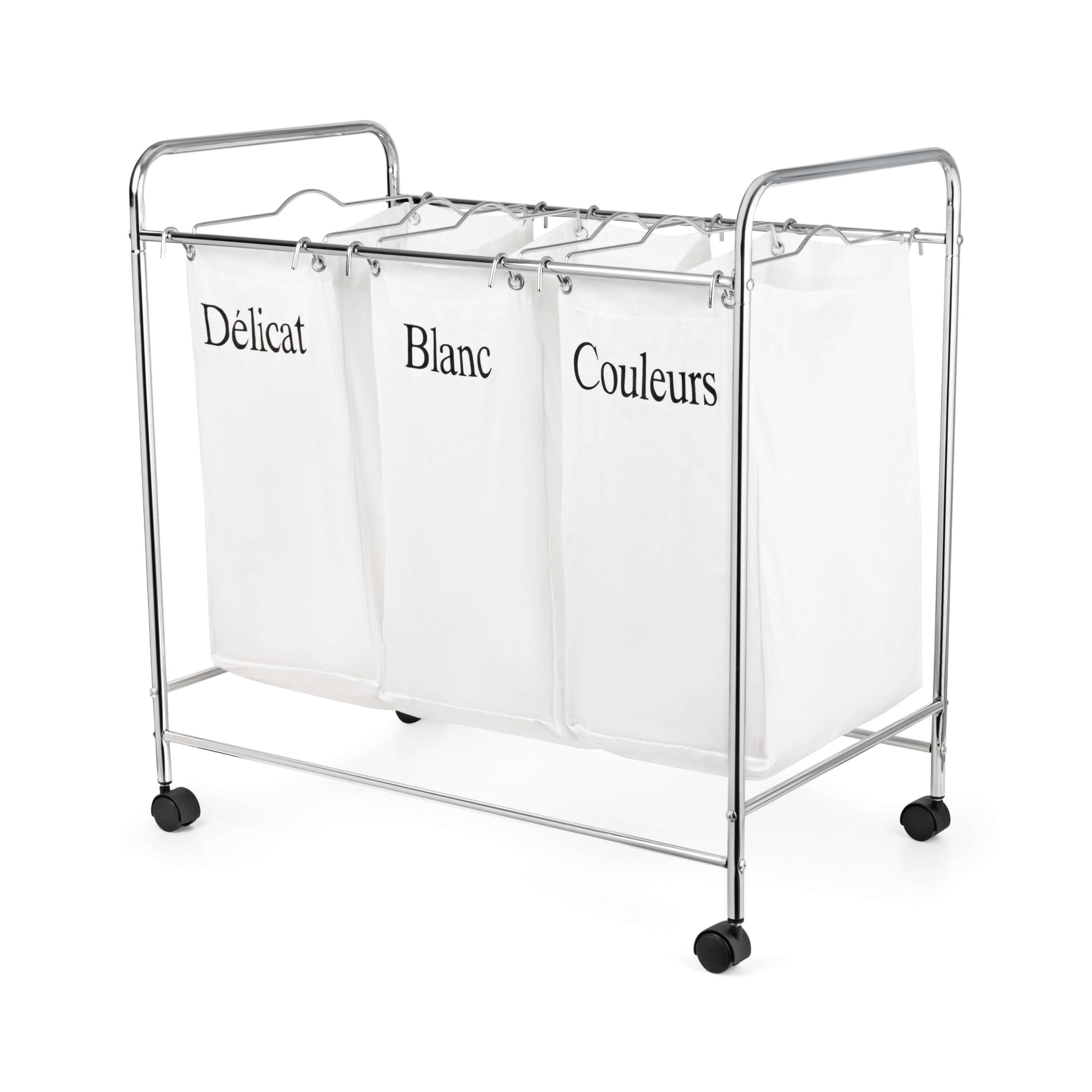 compactor-nova-panier-linge-3-compartiments-blanc-roulettes image 1