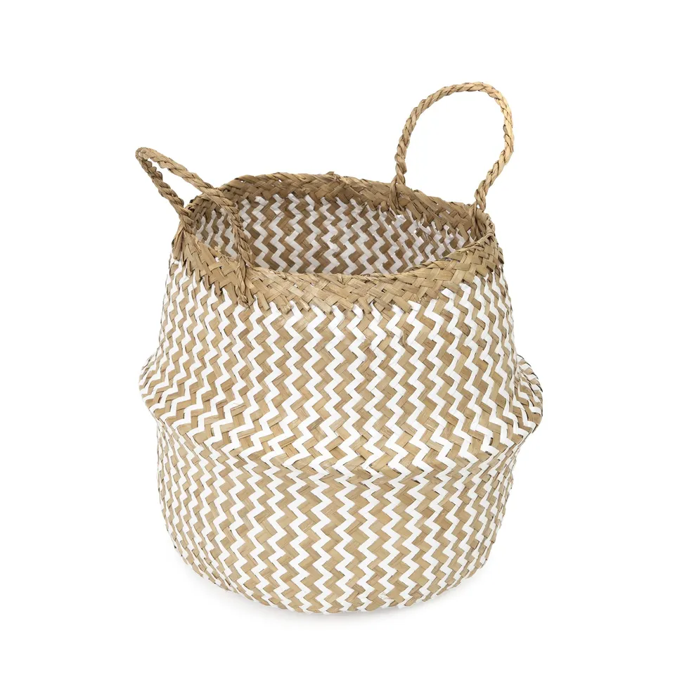 compactor-belly-m-panier-herbe-de-mer-blanc-27x27x26cm image 1