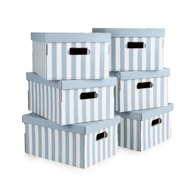 compactor-shirt-lot-6-bo-tes-de-rangement-rayures-bleu image 1