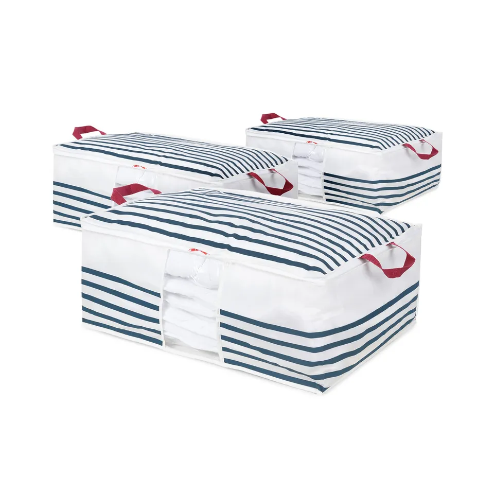 compactor-marini-re-lot-de-3-housses-de-rangement-couette-bleu-65x50xh27-cm image 1