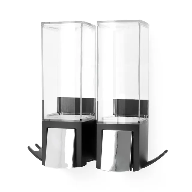 compactor-double-distributeur-de-savon-mural-2-x-500-ml-noir-et-chrome image 1