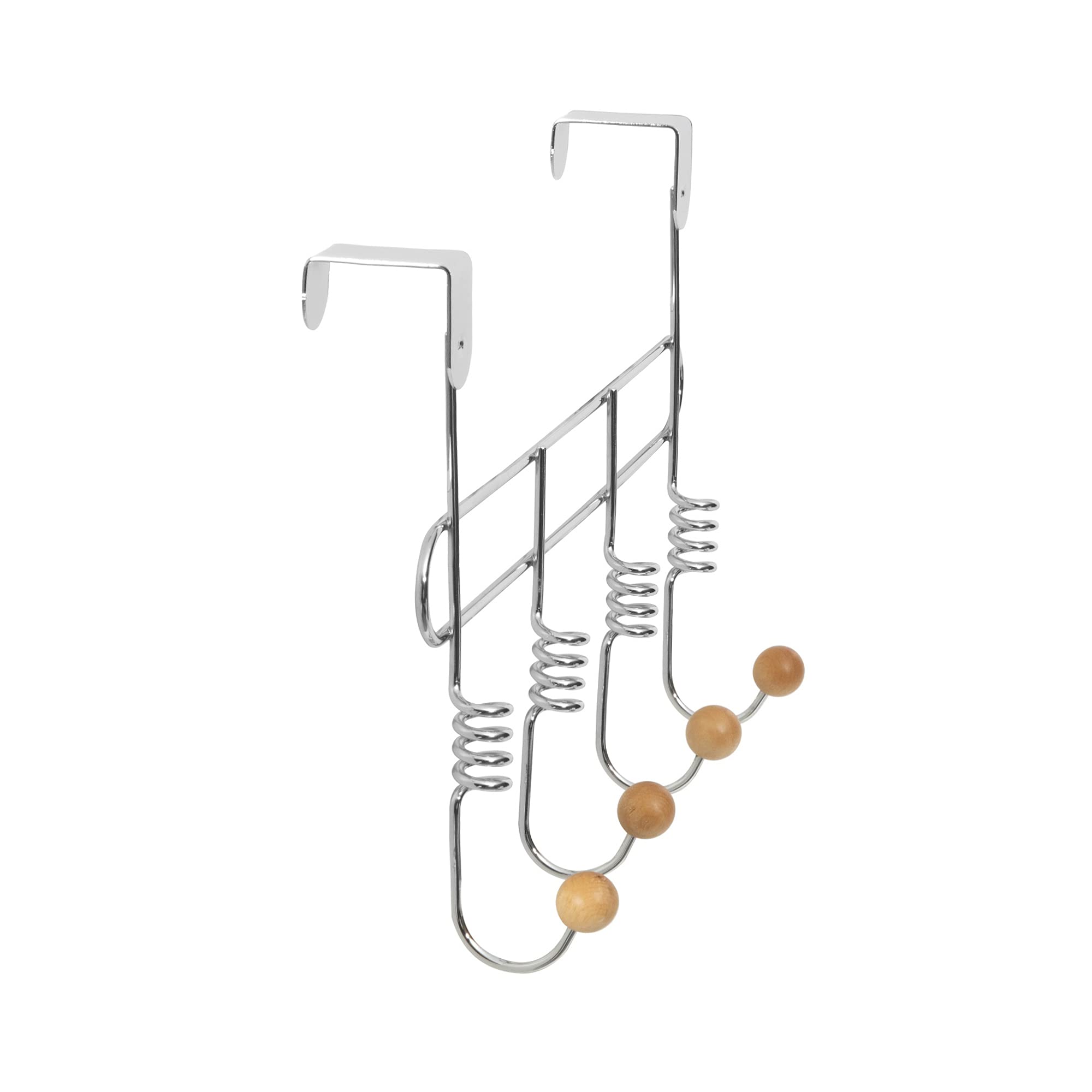 compactor-spirale-porte-manteau-4-crochets-acier-chrom-et-bois-sans-per-age image 3