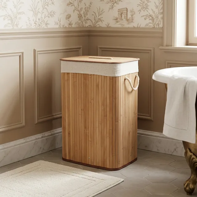 compactor-bambou-panier-linge-rectangulaire-40x30x60-cm image 1