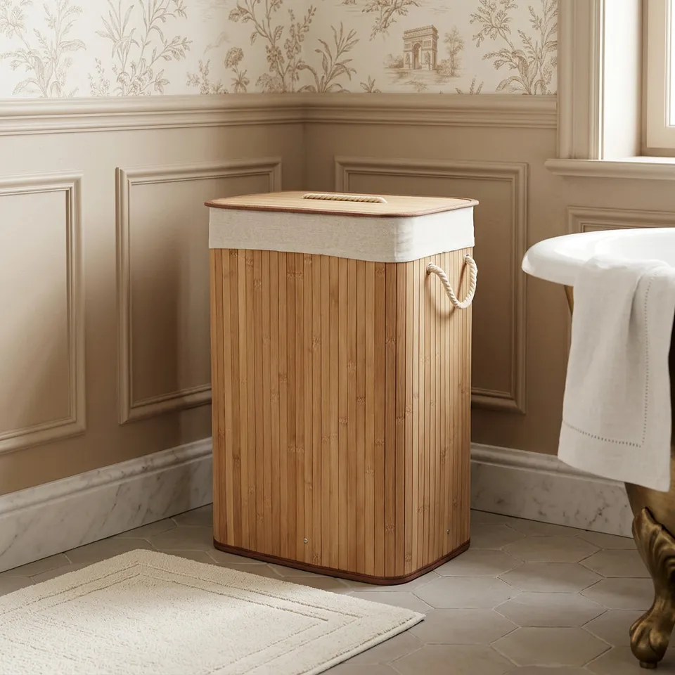compactor-bambou-panier-linge-rectangulaire-40x30x60-cm image 1