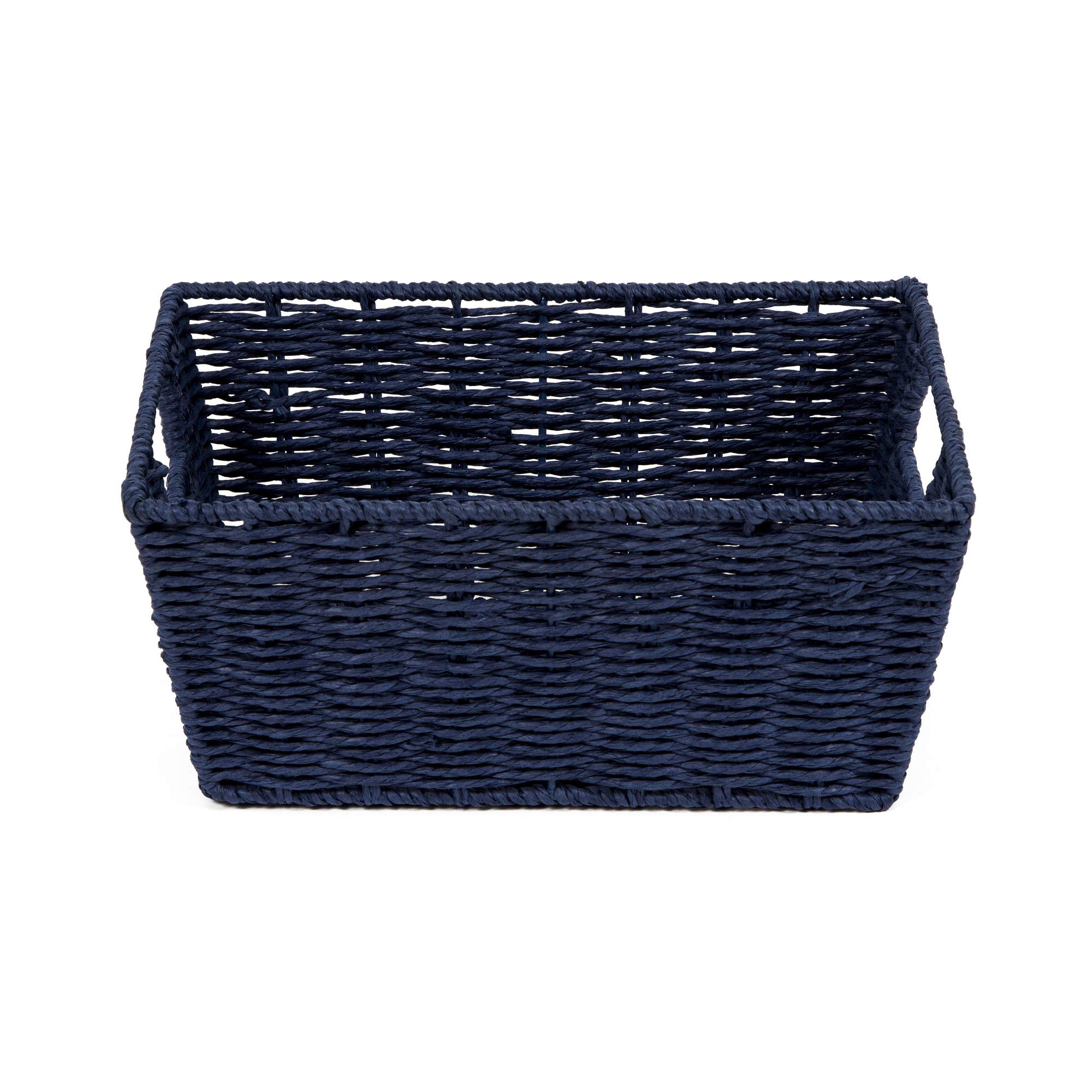 compactor-panier-de-rangement-rectangulaire-papier-tress-bleu-marine-31x24xh14-c image 2