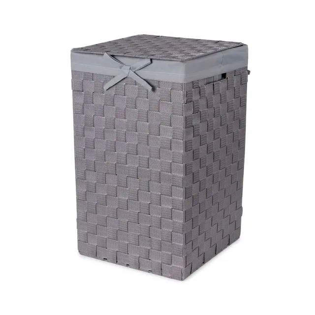 compactor-stan-panier-linge-carr-couvercle-gris-sangles-tress-es image 1