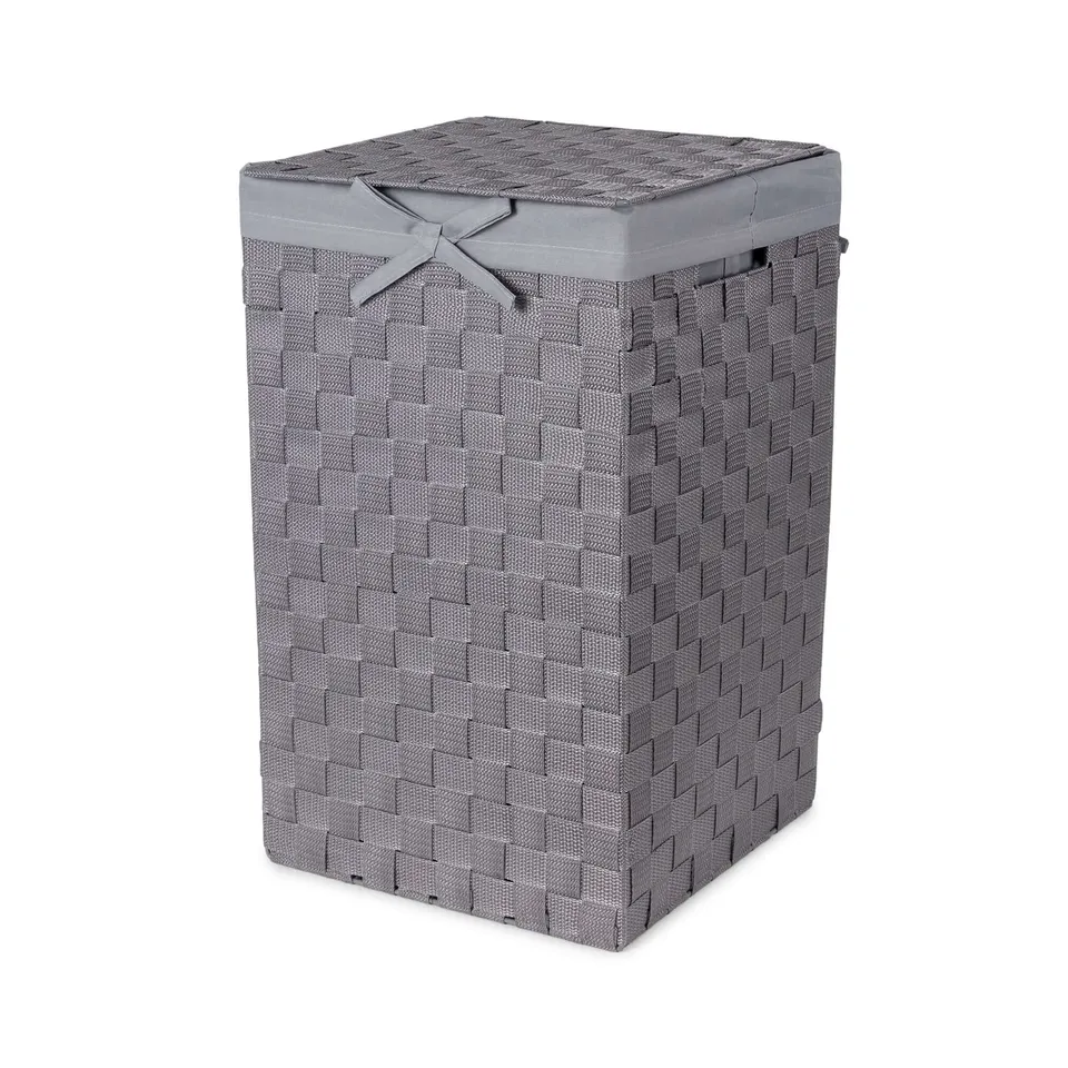 compactor-stan-panier-linge-carr-couvercle-gris-sangles-tress-es image 1