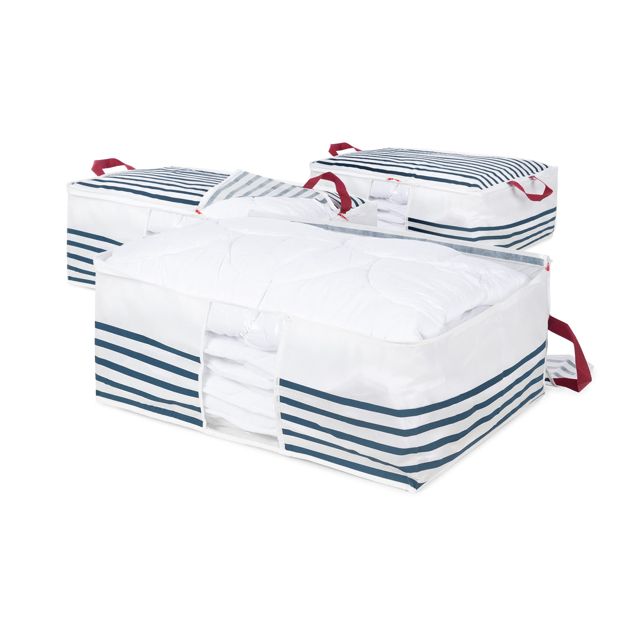 compactor-marini-re-lot-de-3-housses-de-rangement-couette-bleu-65x50xh27-cm image 2