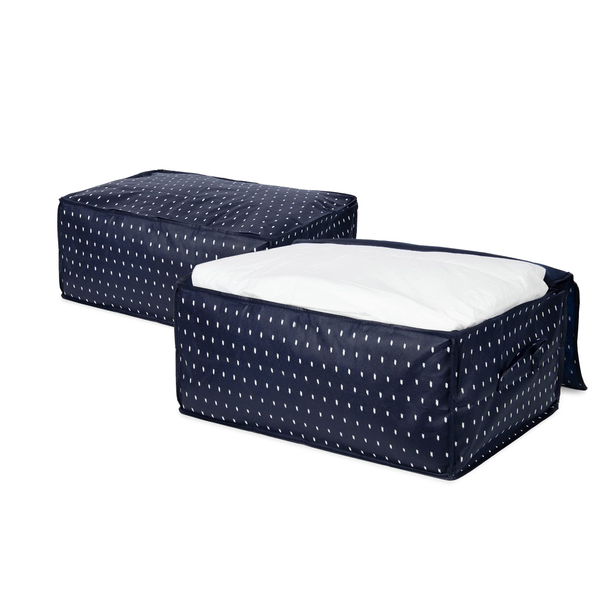 compactor-kasuri-lot-2-housses-couette-bleu-marine-70x50xh30-cm image 2