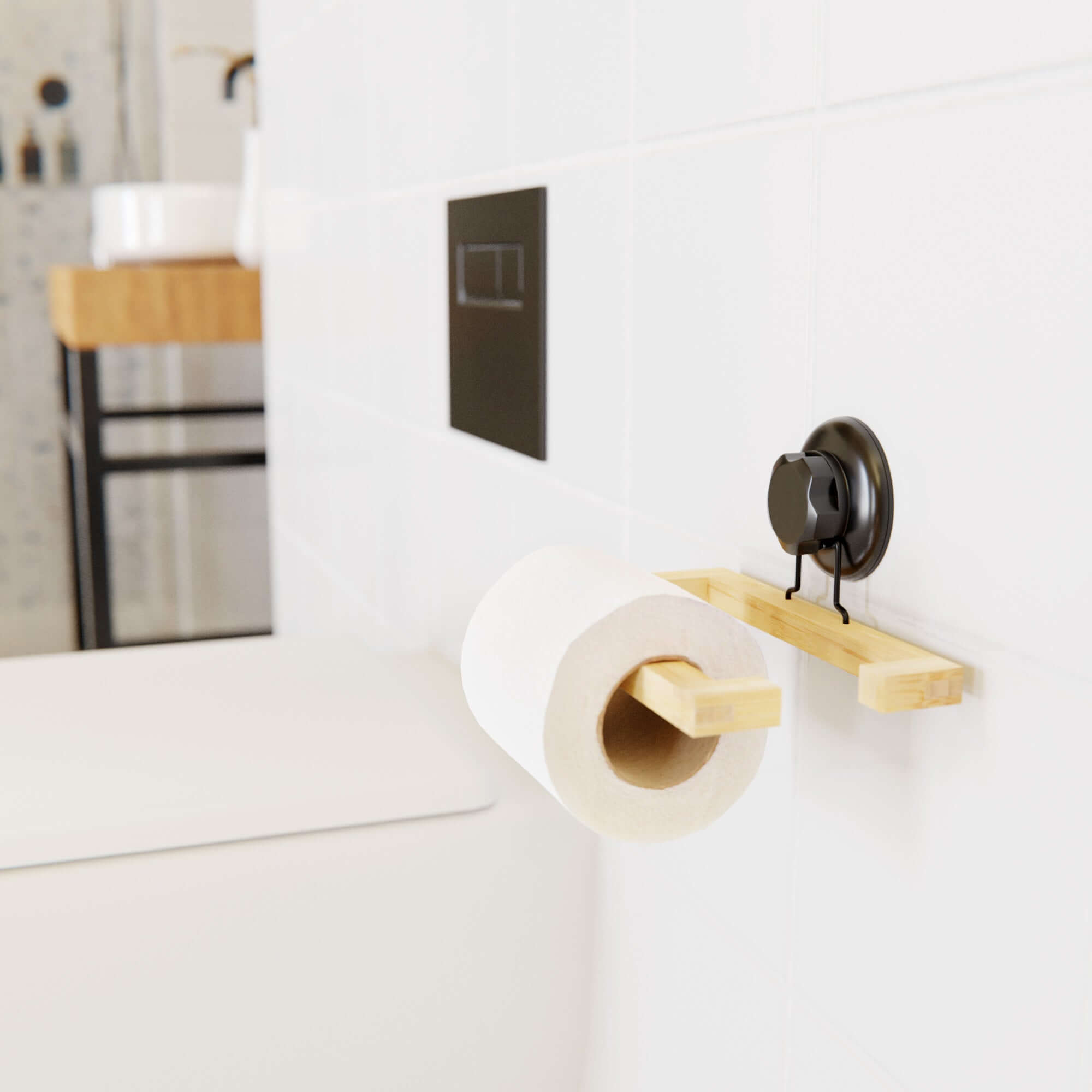 compactor-bestlock-spa-porte-papier-toilette-ventouse-bambou-noir-et-naturel image 5