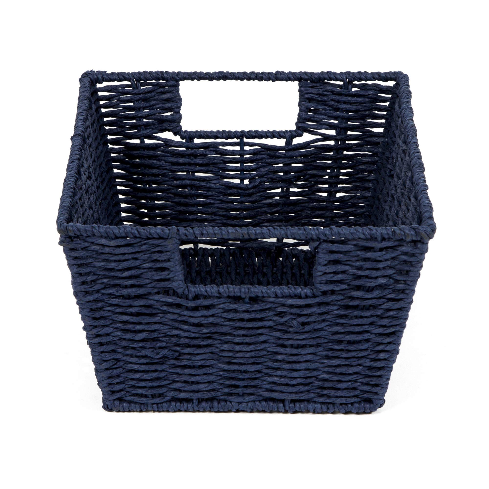 compactor-panier-de-rangement-rectangulaire-papier-tress-bleu-marine-31x24xh14-c image 3