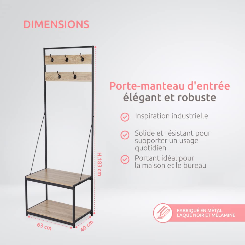 compactor-elliot-ran10823-porte-manteaux-vestiaire-entr-e-m-tal-et-bois-63x40x18 image 3