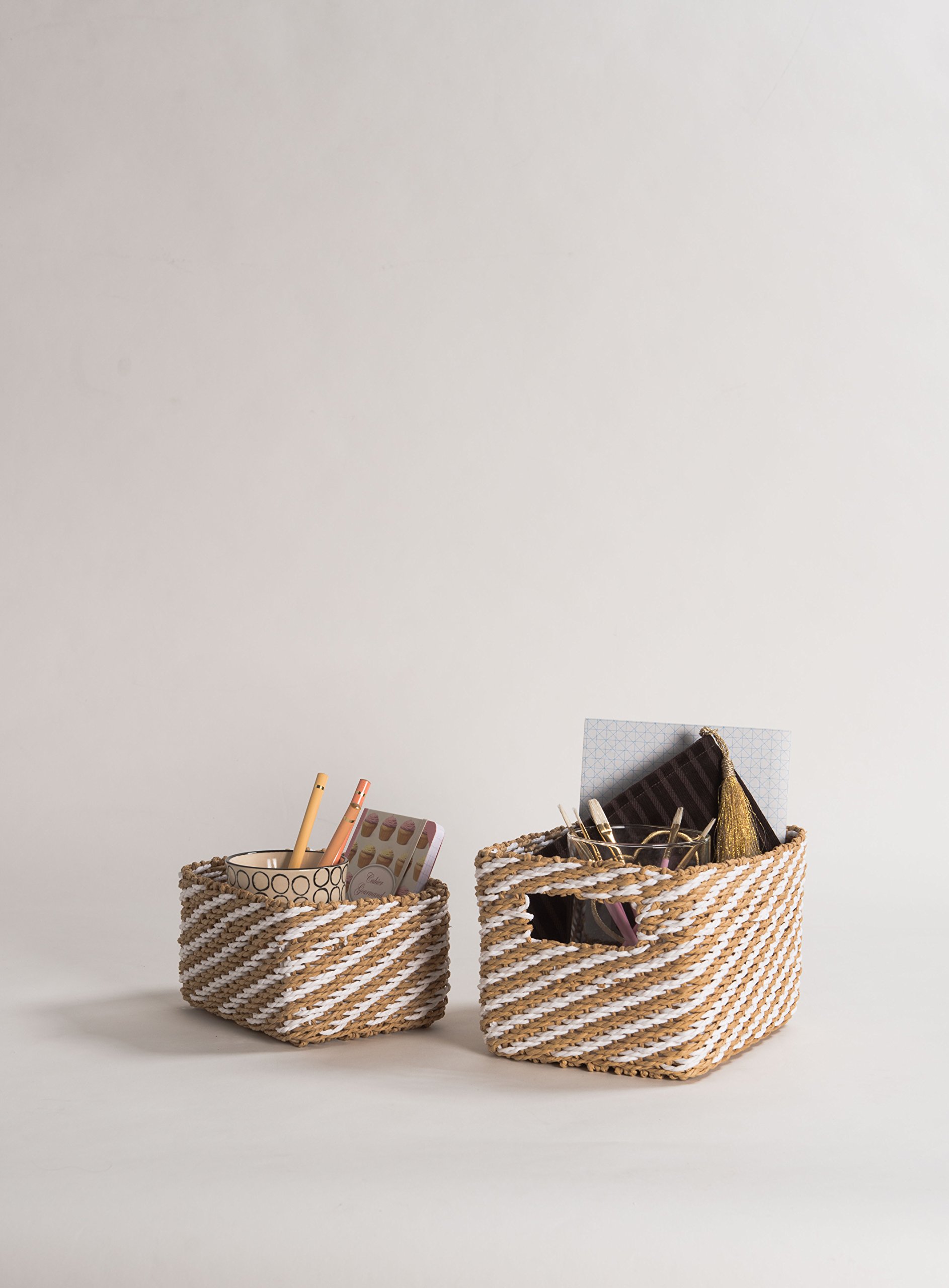 compactor-lisou-lot-de-2-paniers-papier-tress-beige-blanc image 3