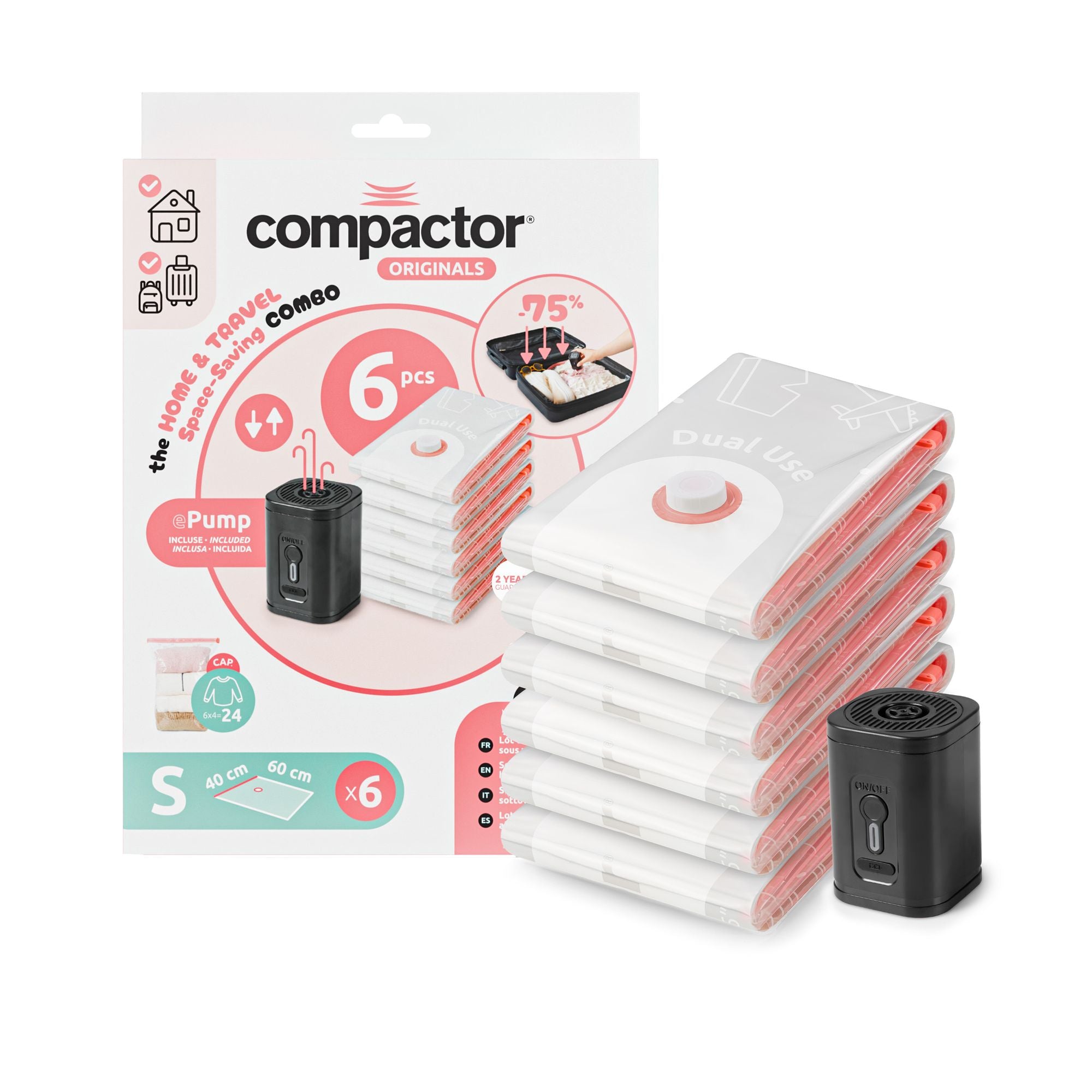 compactor-voyage-lot-de-6-sacs-sous-vide-s-40-x-60-cm-pompe-lectrique image 1