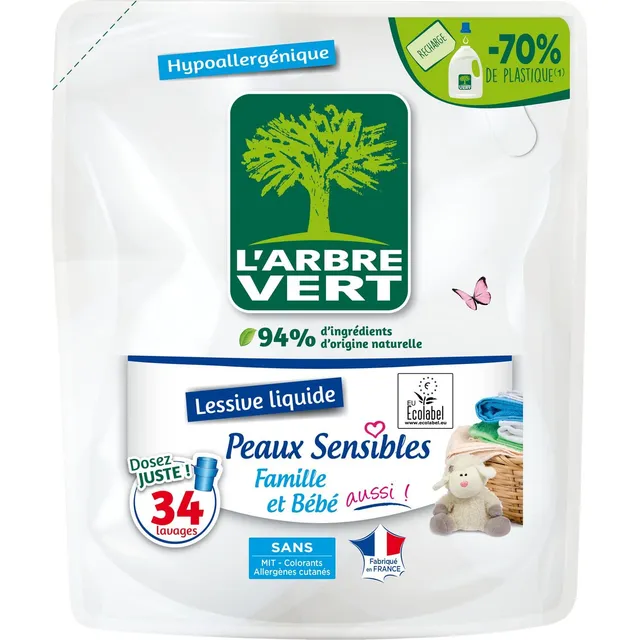 l-arbre-vert-lessive-ecolabel-peaux-sensibles-recharge-1-53l-34-lavages image 1