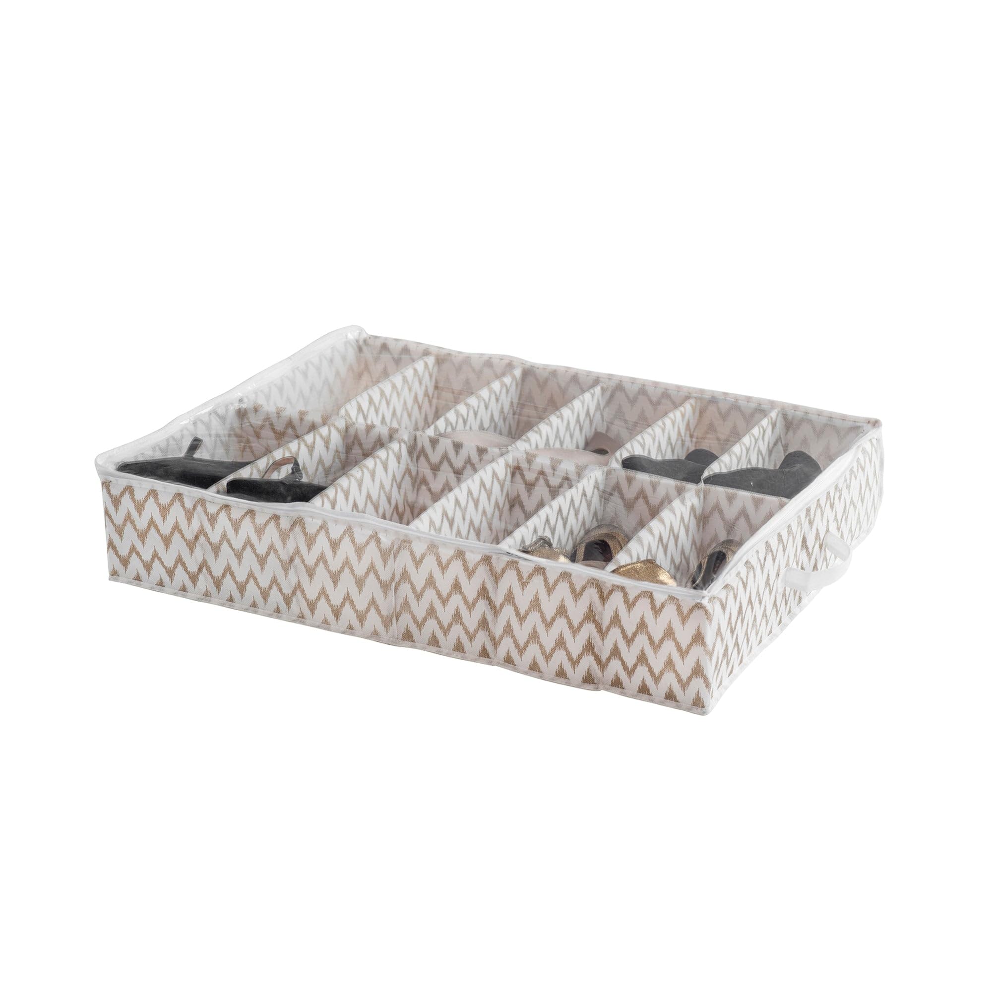 compactor-ikat-ran7518-sac-de-rangement-sous-lit-chaussures-12-compartiments-bei image 1
