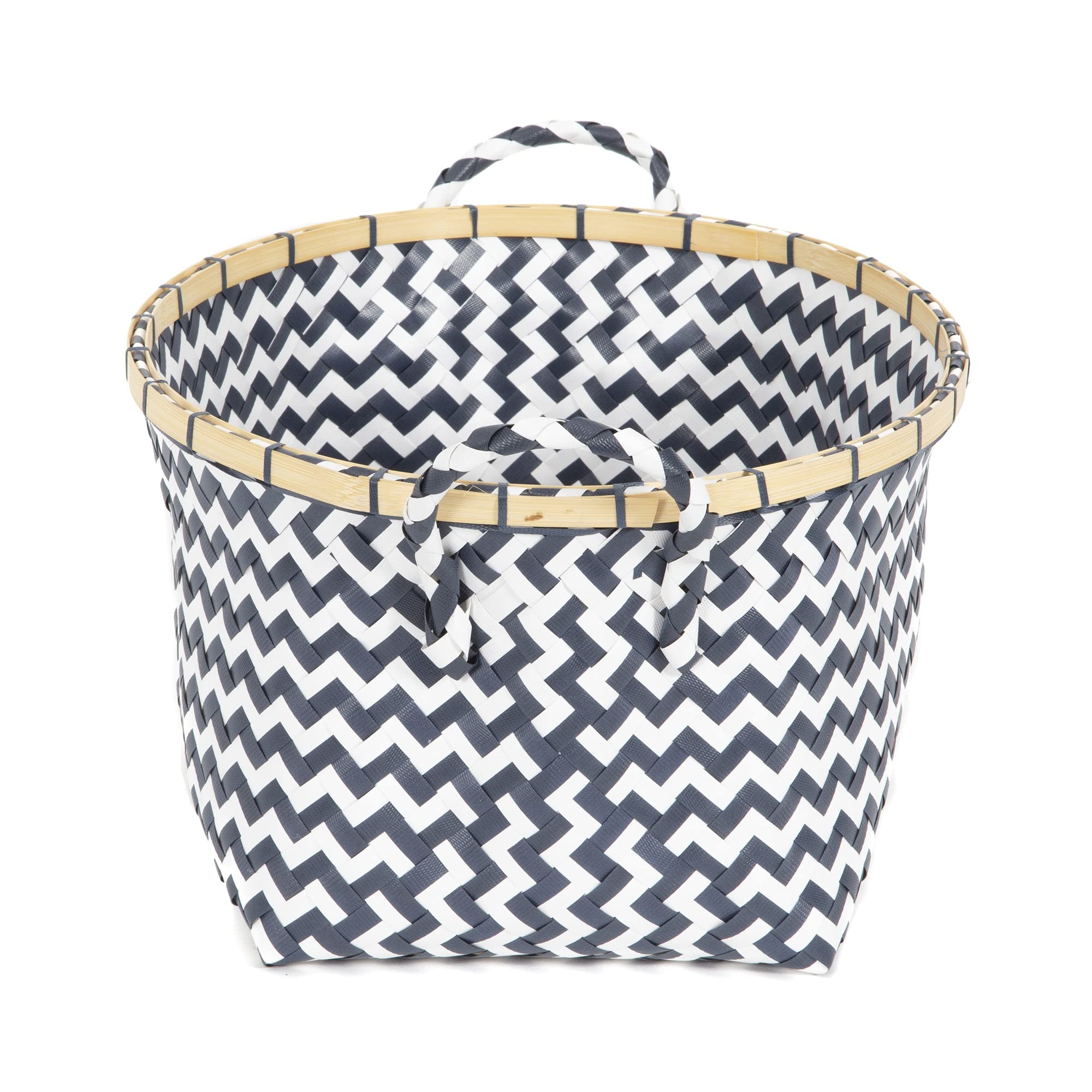 compactor-zig-zag-ran8629-grand-panier-rond-bleu-et-blanc-41-x-32-5-x-20-cm image 3