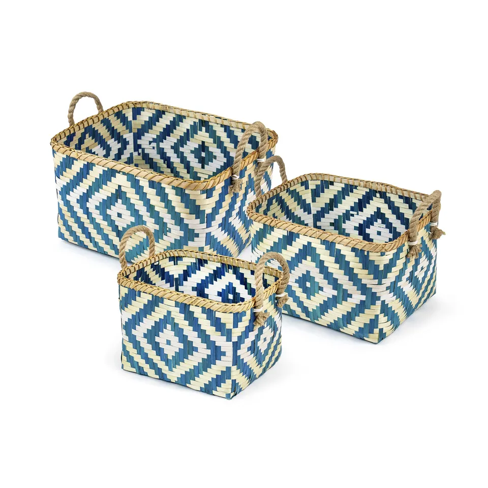 compactor-lot-3-paniers-bambou-tress-naturel-bleu-41-35-29-cm image 1