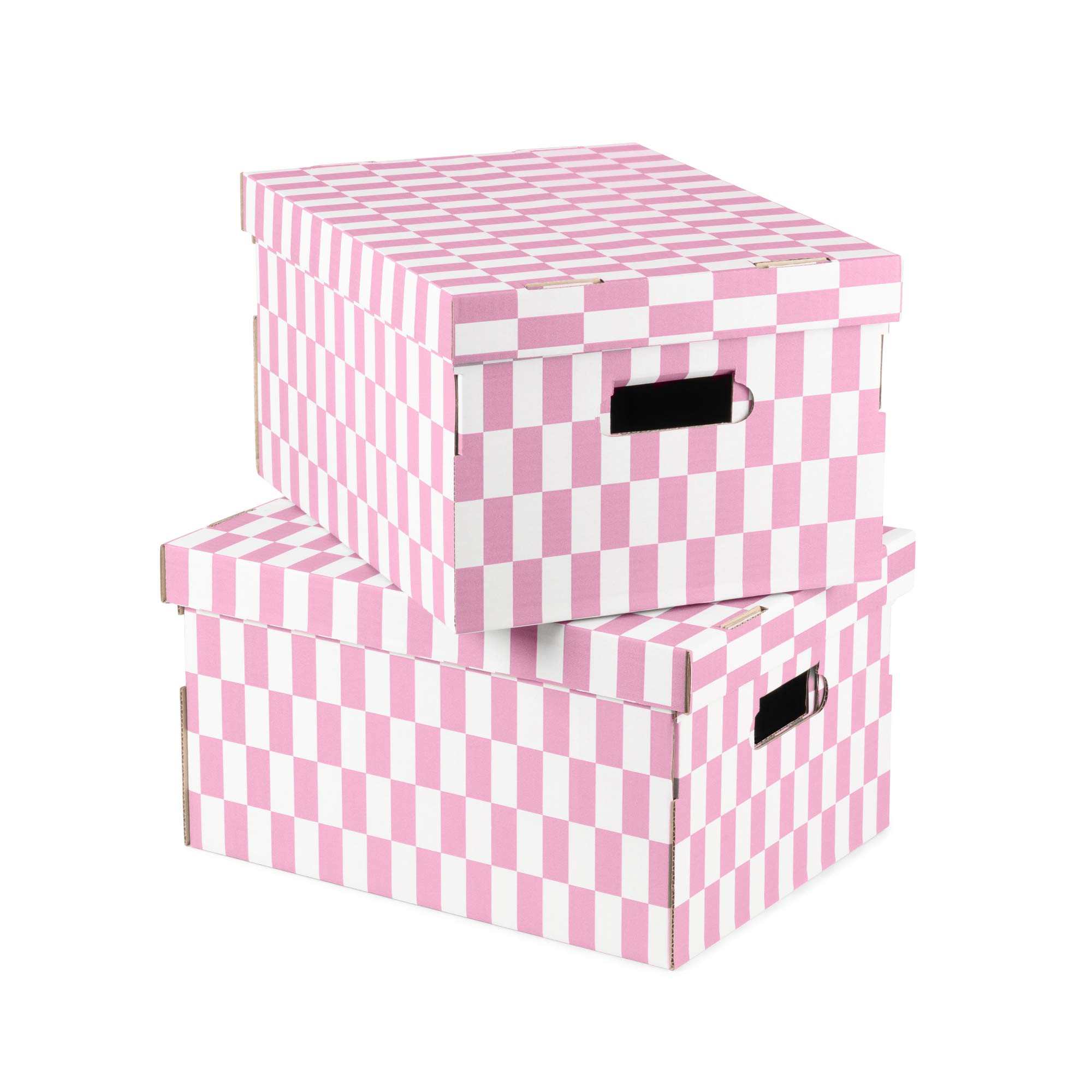 compactor-lot-de-2-bo-tes-de-rangement-carton-check-gris-40x31x21cm image 7
