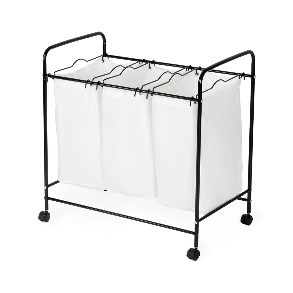 compactor-joe-panier-linge-triple-roulettes-blanc-et-noir image 1