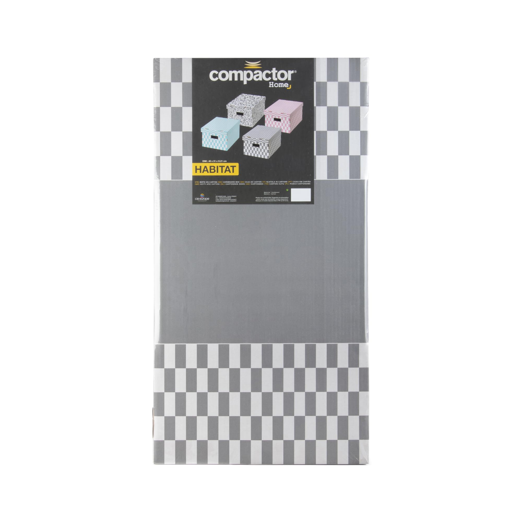 compactor-lot-de-2-bo-tes-de-rangement-carton-check-gris-40x31x21cm image 6