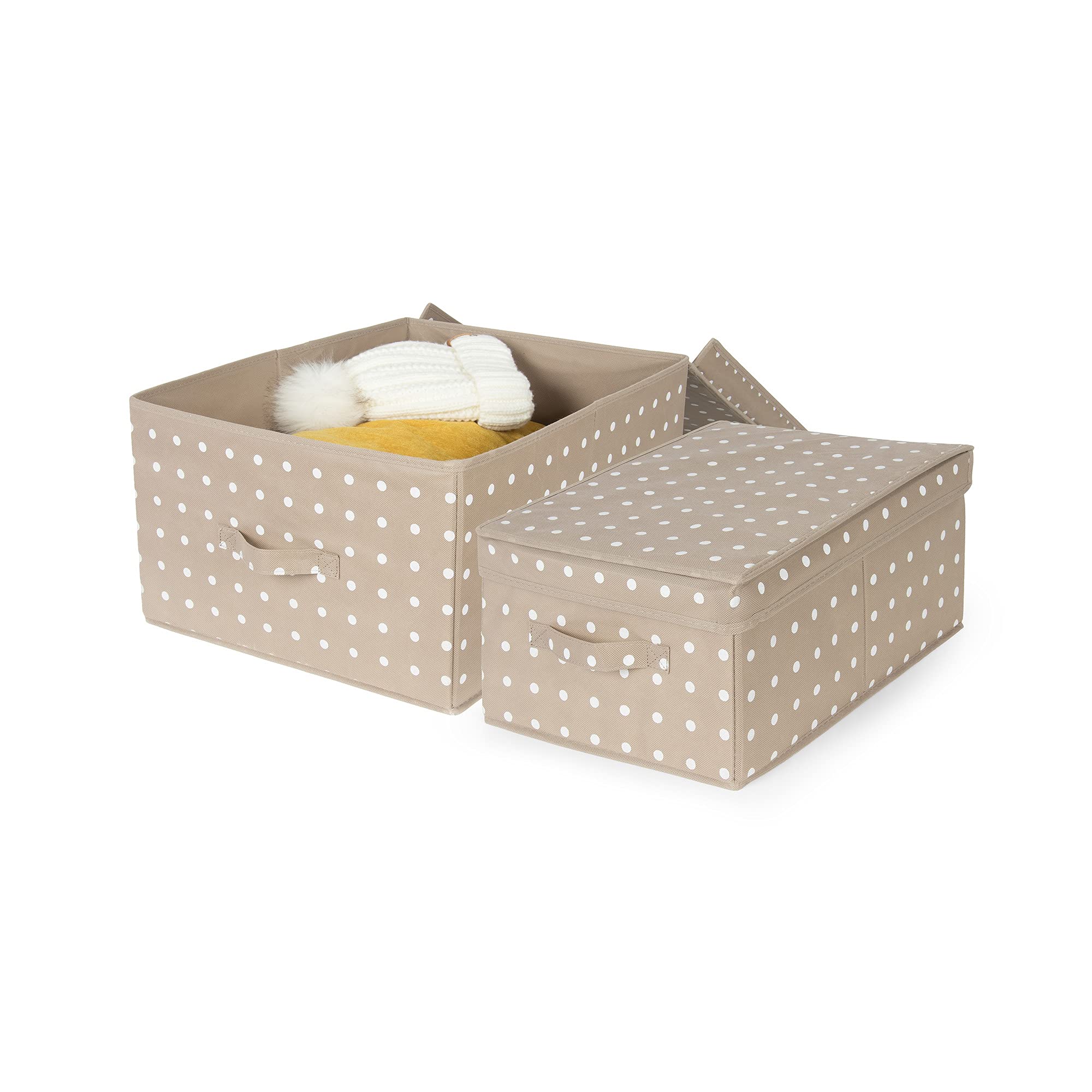 compactor-rivoli-lot-de-2-bo-tes-de-rangement-pliables-avec-couvercle-marron-bla image 4
