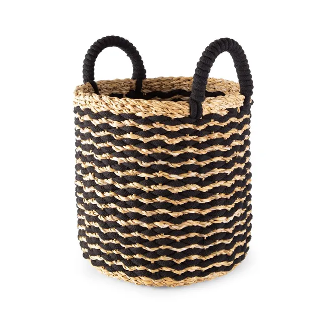compactor-flora-panier-jonc-de-mer-large-dia-30-x-30-cm-noir-marron image 1