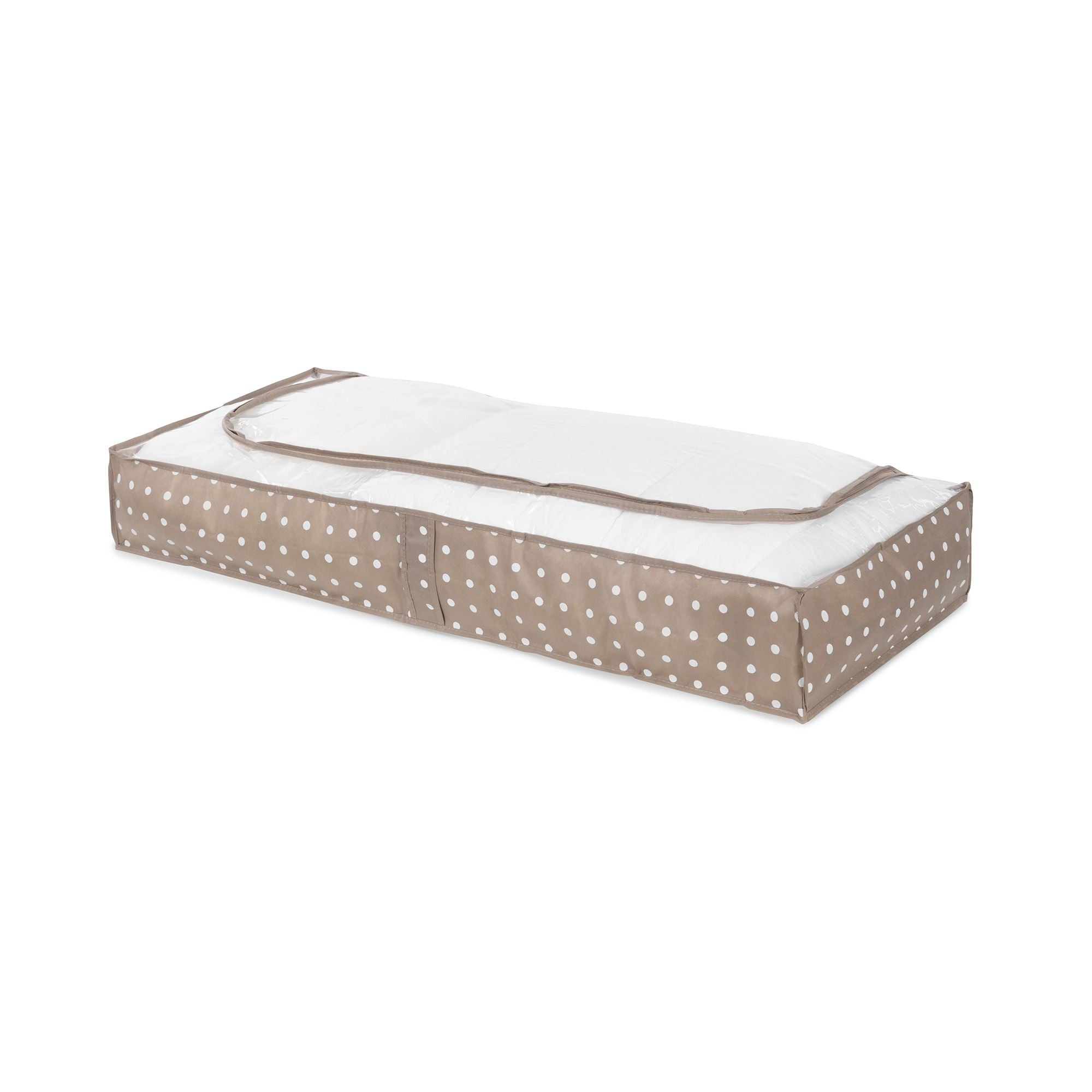 compactor-rivoli-housse-rangement-dessous-de-lit-107-x-46-x-16-cm-marron-pois-bl image 1