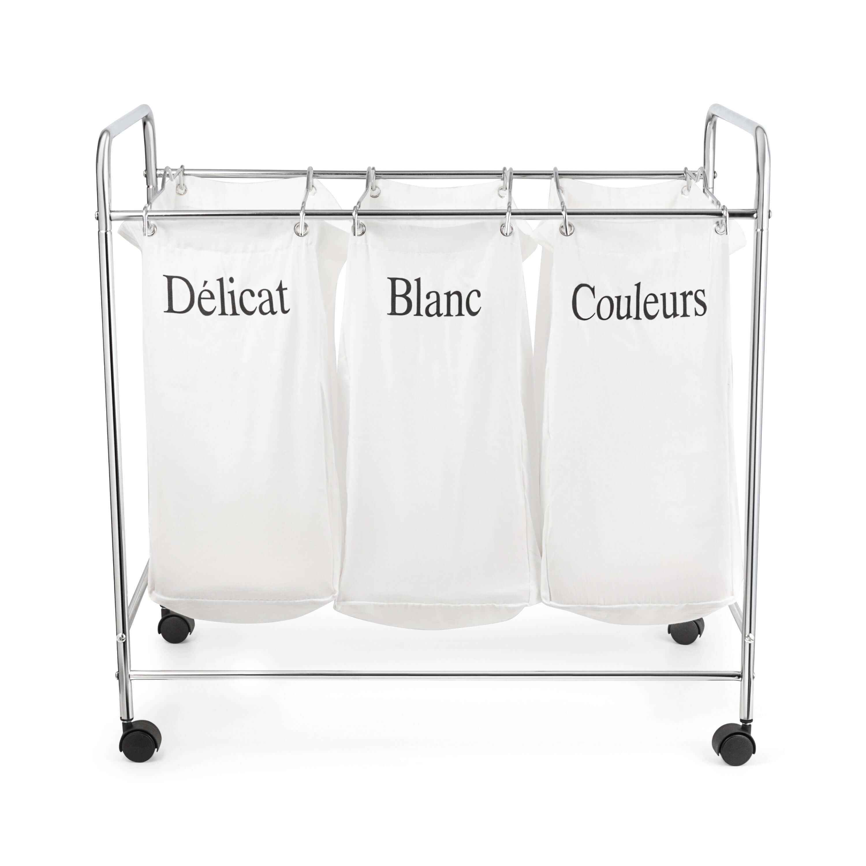 compactor-nova-panier-linge-3-compartiments-blanc-roulettes image 2