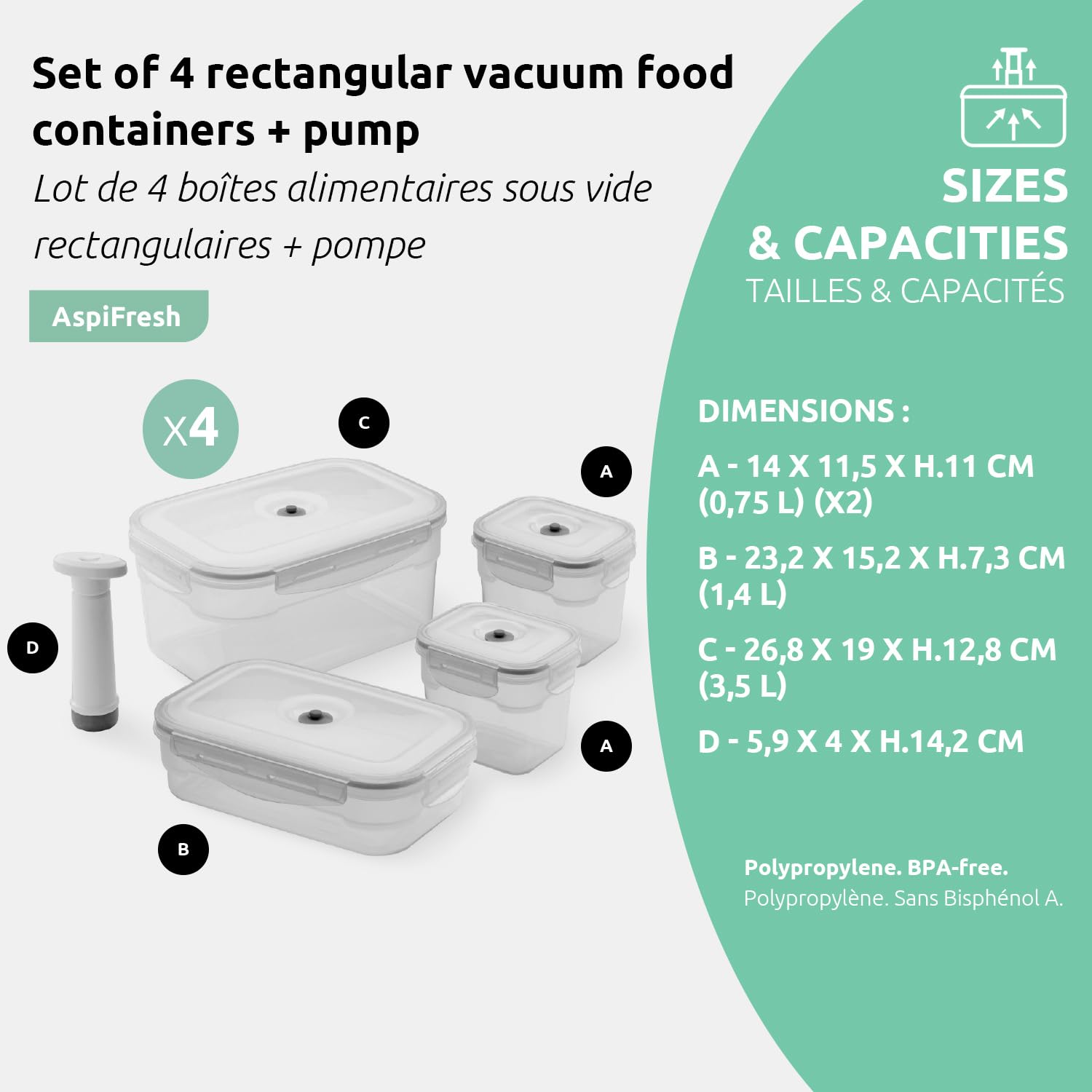 compactor-aspifresh-lot-4-bo-tes-herm-tiques-vide-pompe-manuelle image 3