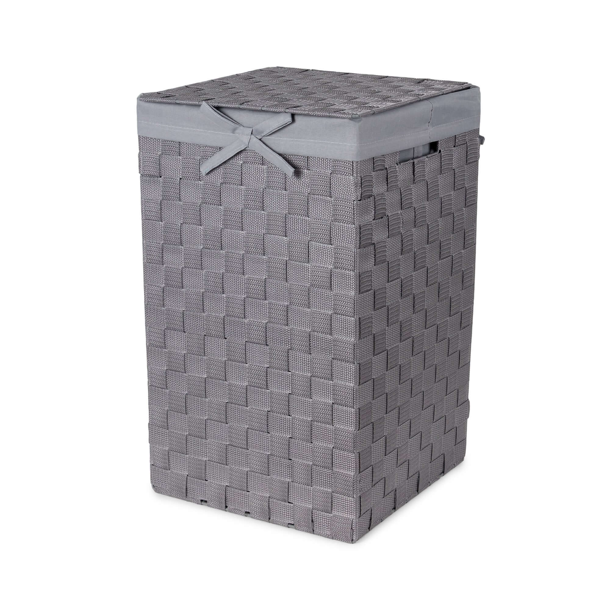 compactor-stan-panier-linge-carr-couvercle-gris-sangles-tress-es image 1