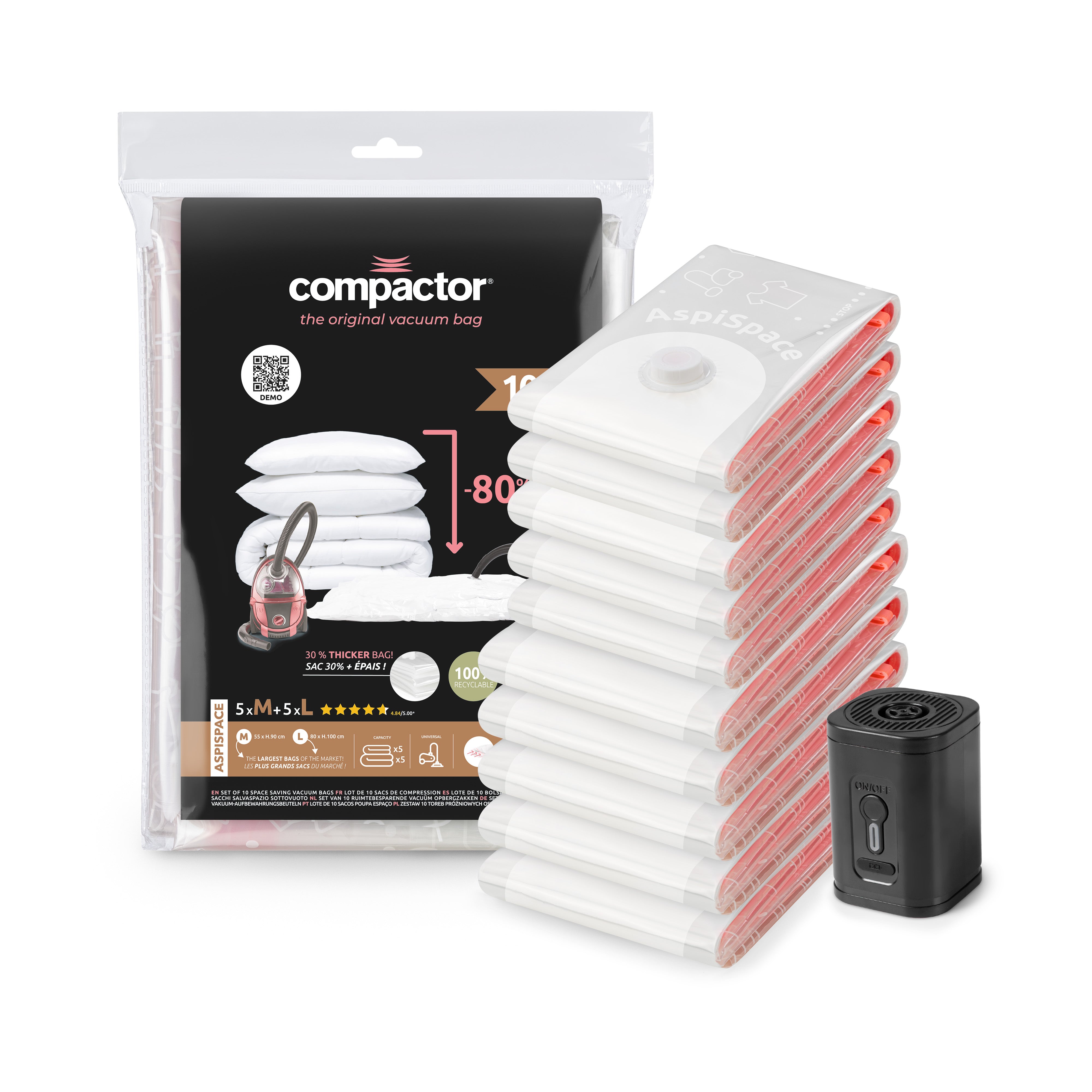 compactor-aspispace-lot-10-sacs-sous-vide-m-l-pompe-lectrique image 1