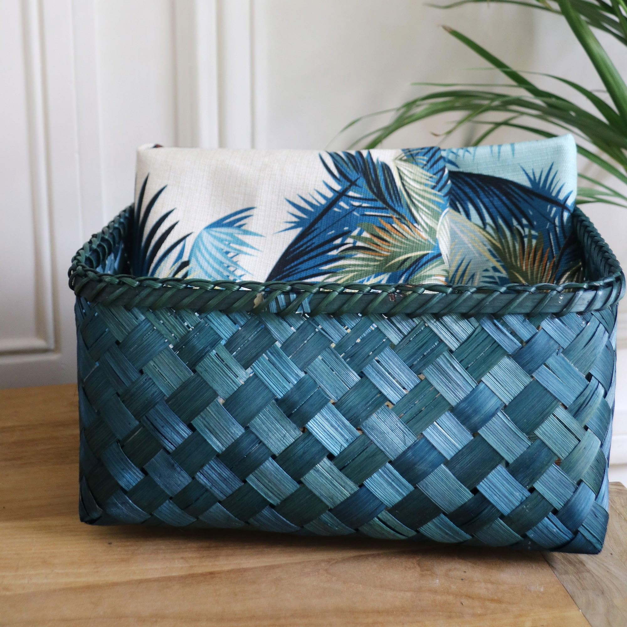 compactor-home-hanoi-panier-de-rangement-bambou-l-bleu-30-x-23-x-h-15-cm image 5