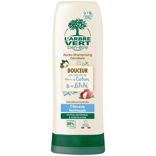 l-arbre-vert-bien-tre-apr-s-shampooing-douceur-fleurs-de-coton-et-litchi-250ml image 1