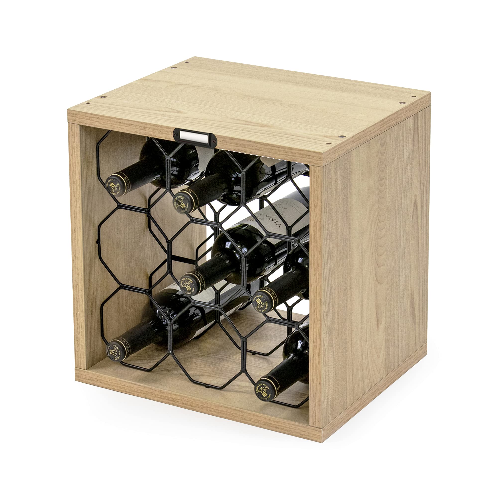 compactor-medoc-cube-vin-9-bouteilles-bois-et-acier-brun-noir image 4