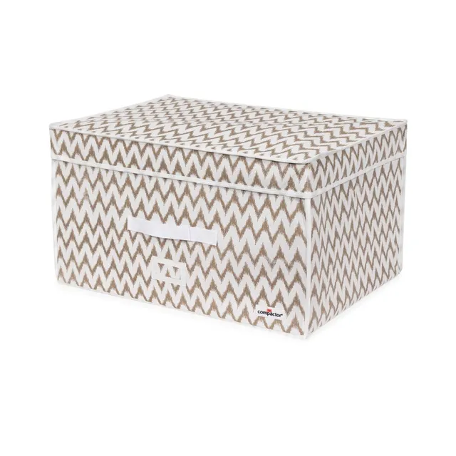 compactor-home-ikat-grande-bo-te-de-rangement-sous-vide-rigide-150-l-blanc-beige image 1