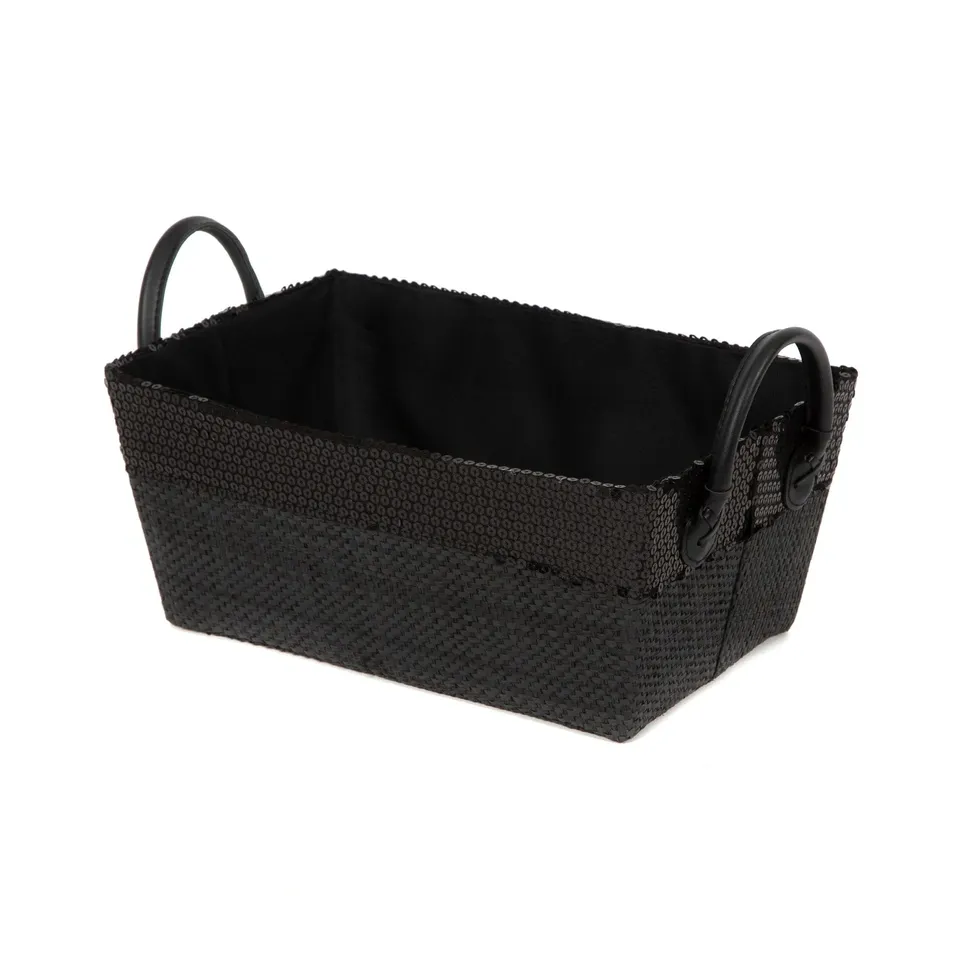 compactor-home-ran4992-panier-de-rangement-papier-noir-30x20x13-cm image 1