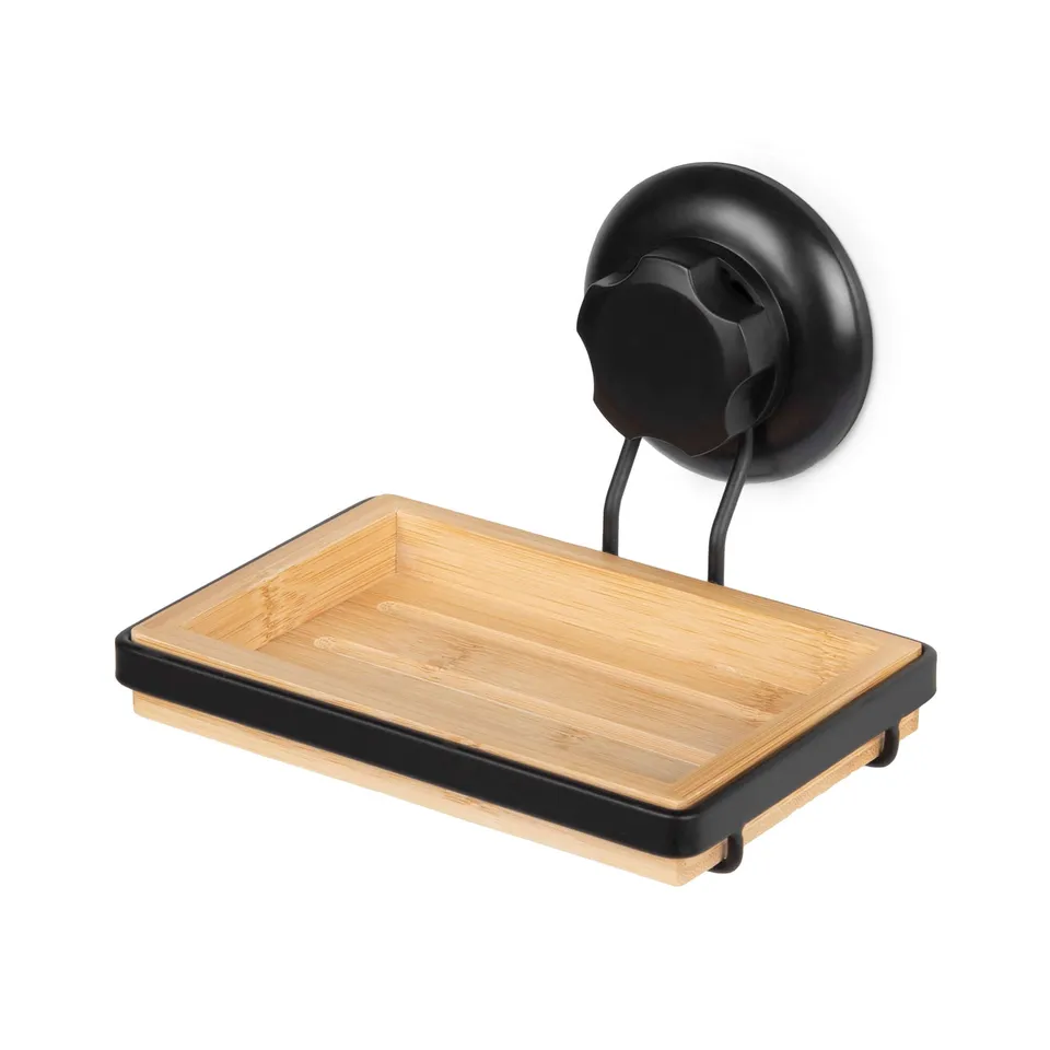 compactor-porte-savon-mural-bambou-bestlock-spa-noir-ventouse image 1