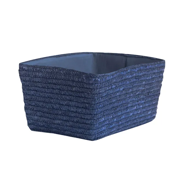 compactor-home-panier-rectangulaire-paille-tress-e-bleu-32x22x14-cm image 1