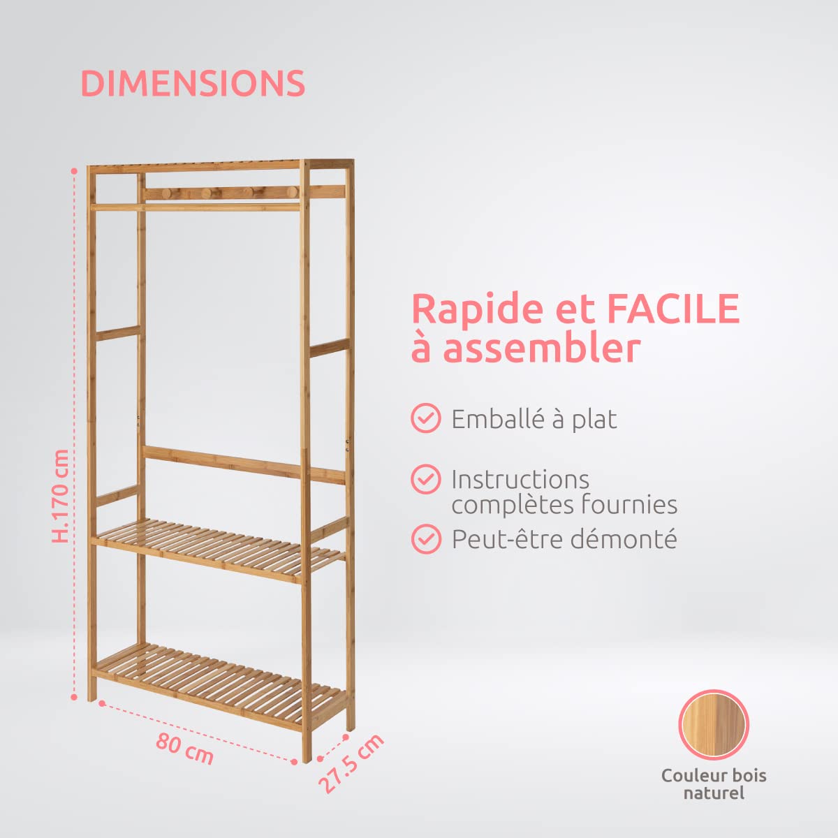 compactor-nara-ran10822-porte-v-tements-multifonctionnel-bambou-80x27-5x170-cm image 3
