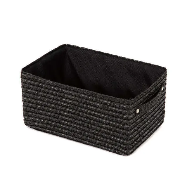 compactor-lilou-panier-de-rangement-doubl-tissu-noir-23x15x12-cm image 1