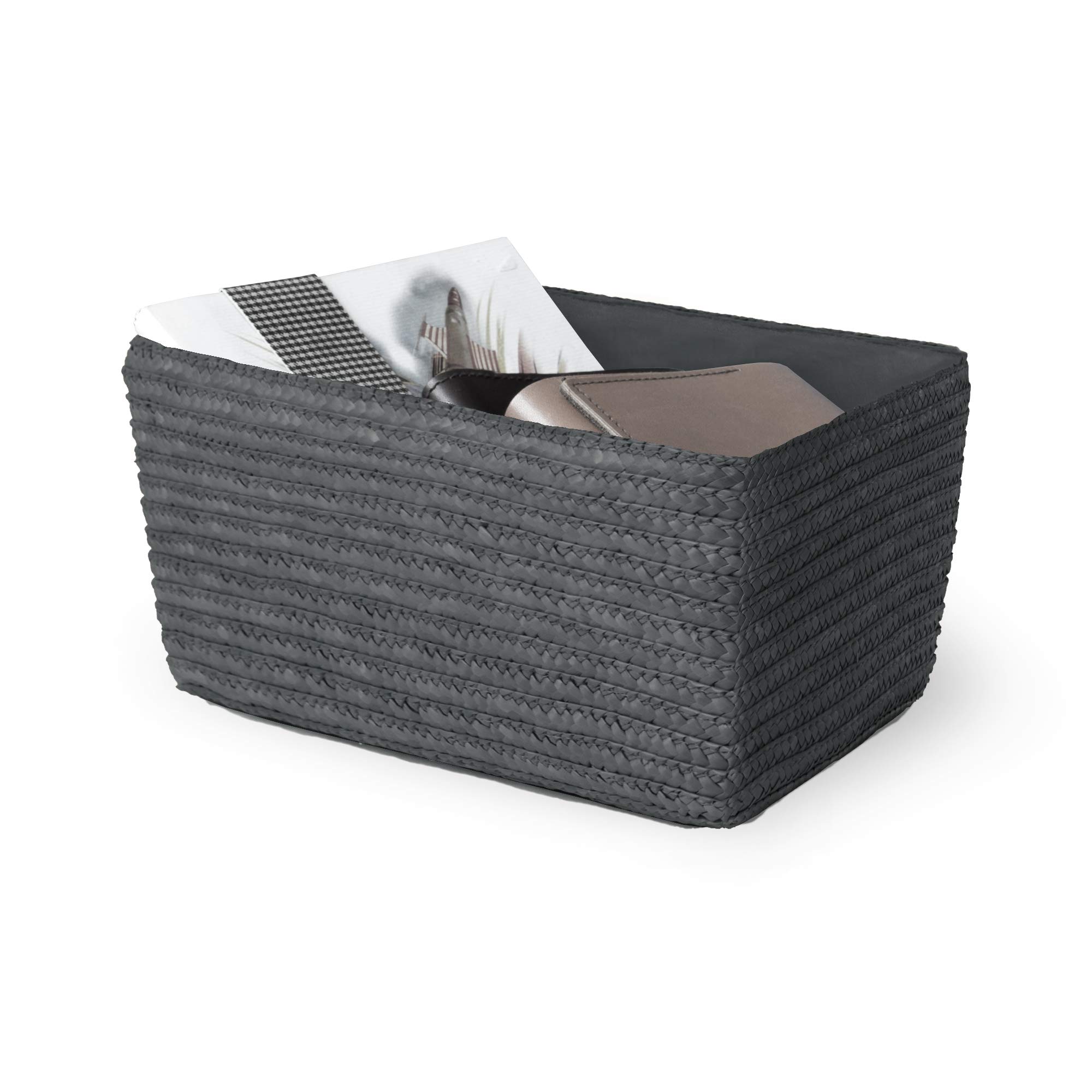 compactor-home-hawa-panier-rectangulaire-feuilles-de-paille-gris-32-x-22-x-14-cm image 2