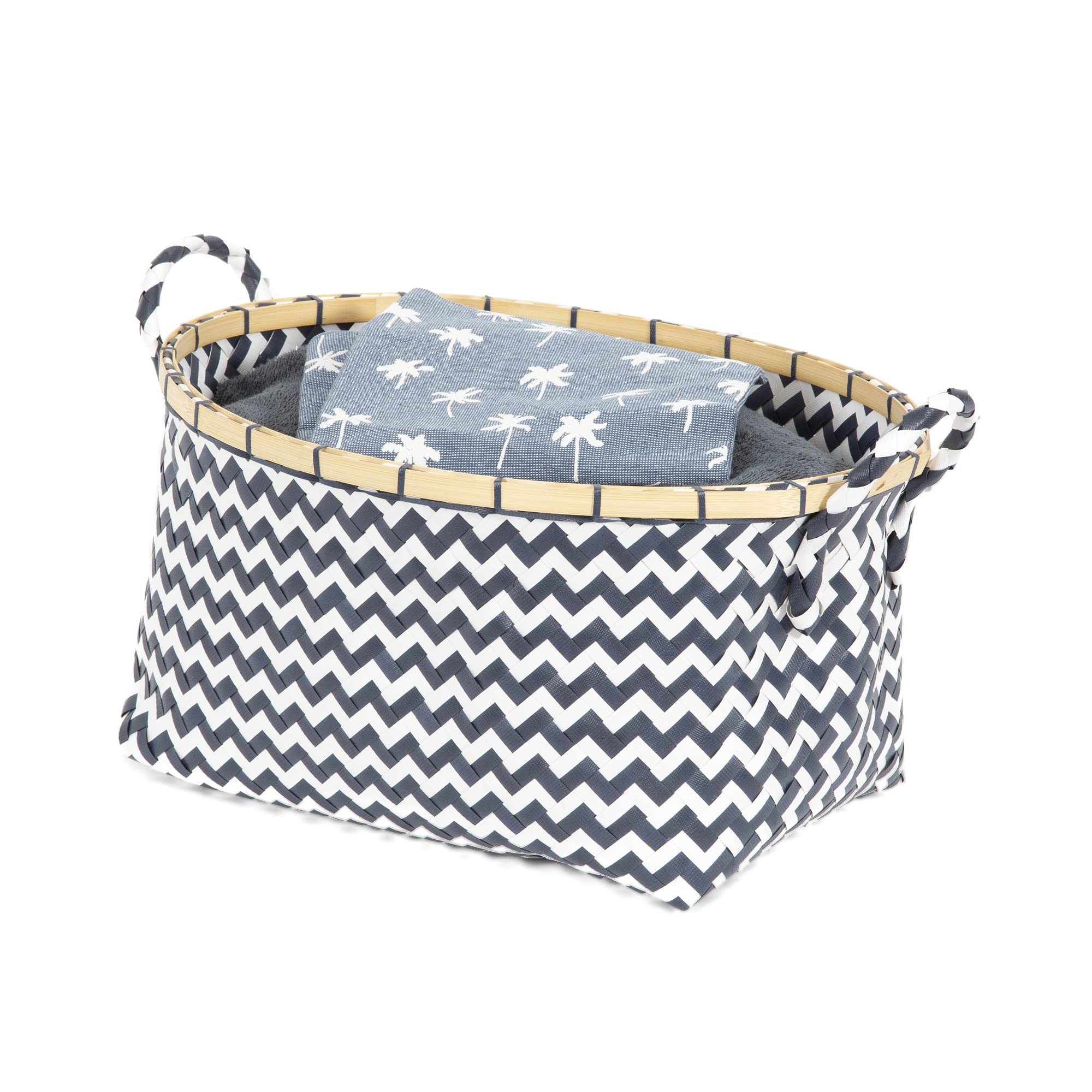 compactor-zig-zag-ran8629-grand-panier-rond-bleu-et-blanc-41-x-32-5-x-20-cm image 4