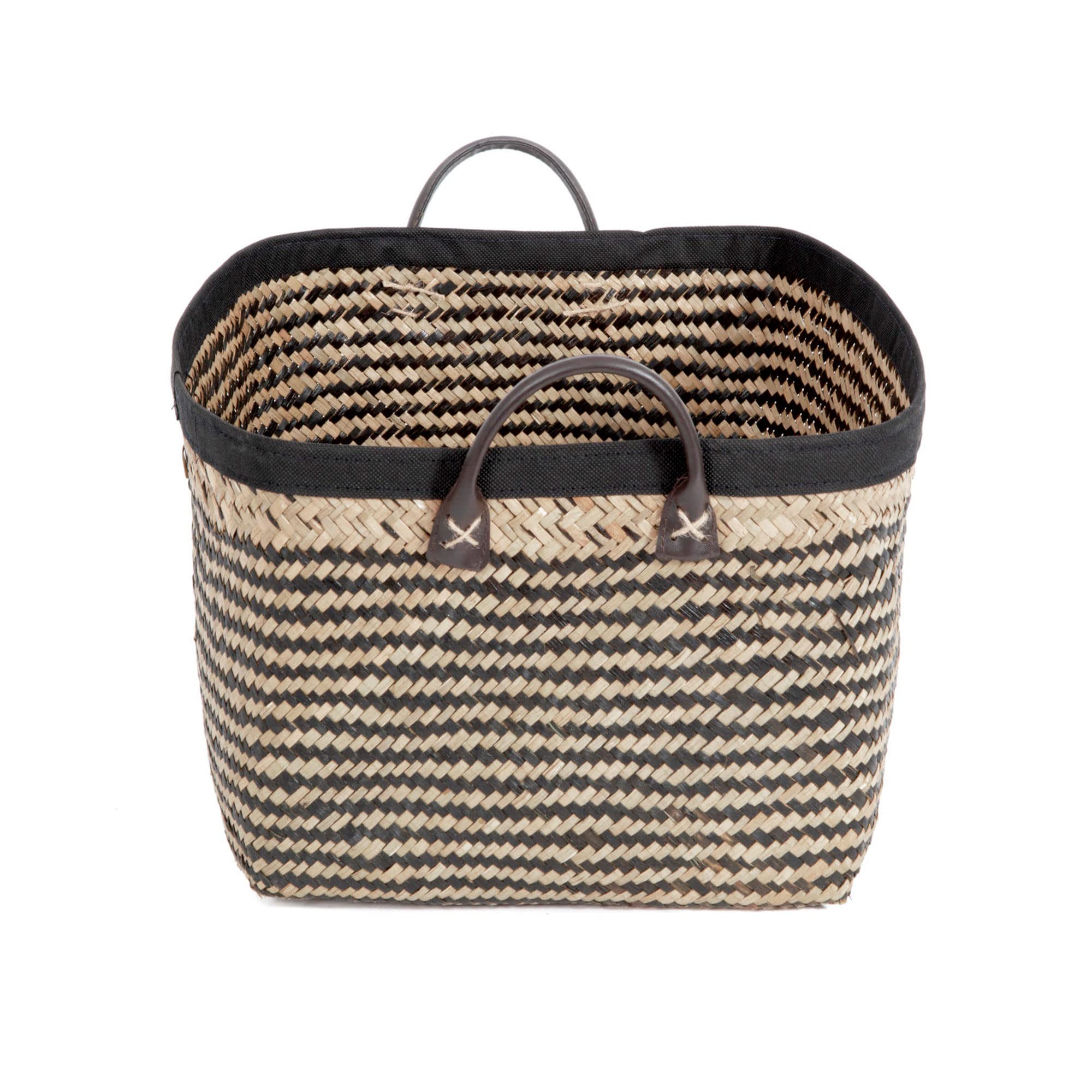 compactor-padang-panier-jonc-tress-brun-et-noir-grand-mod-le-39x32-5x21-cm-ran65 image 2